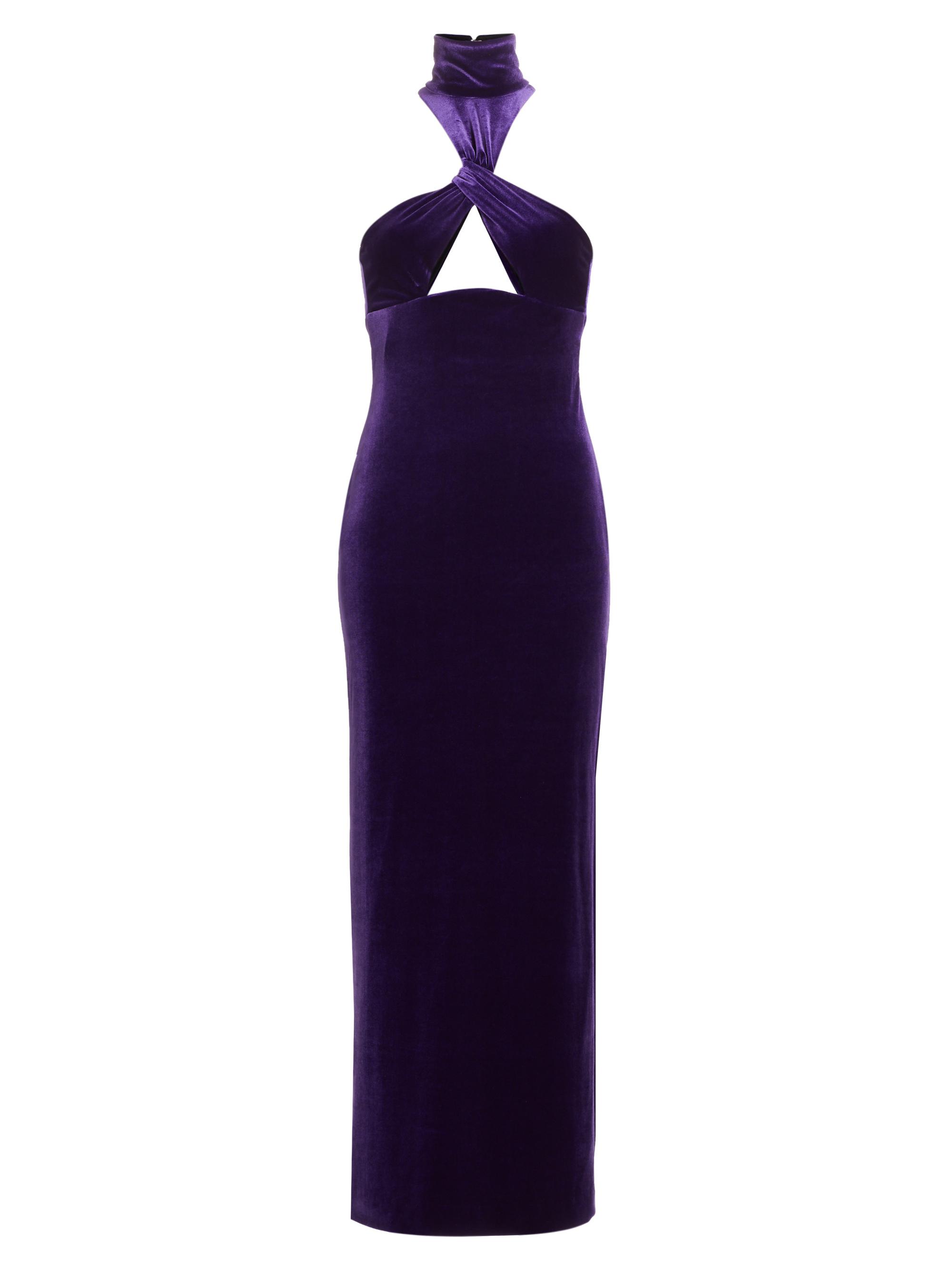 Galvan London Women's Cleveland Cut-Out Velvet Gown - Purple
