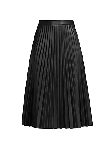 Rayla Pleated Vegan Leather Midi-Skirt
