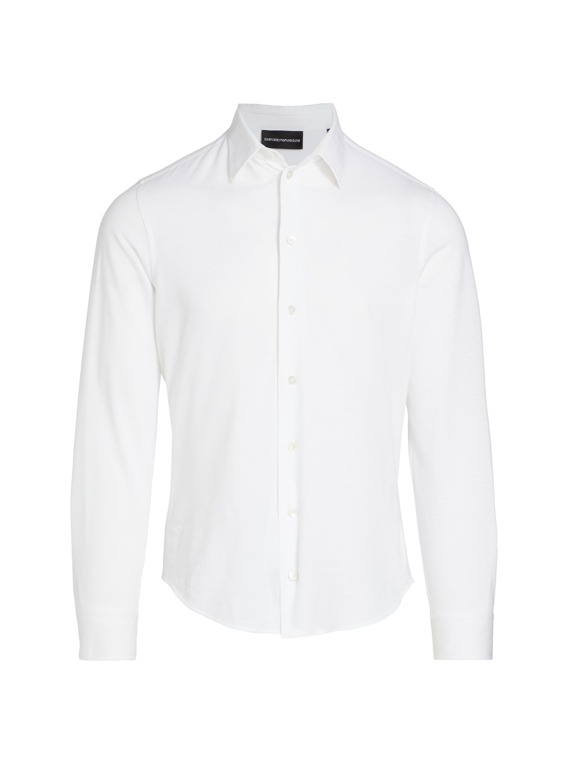 Emporio Armani Men's Cotton Sport Long-Sleeve Shirt - White