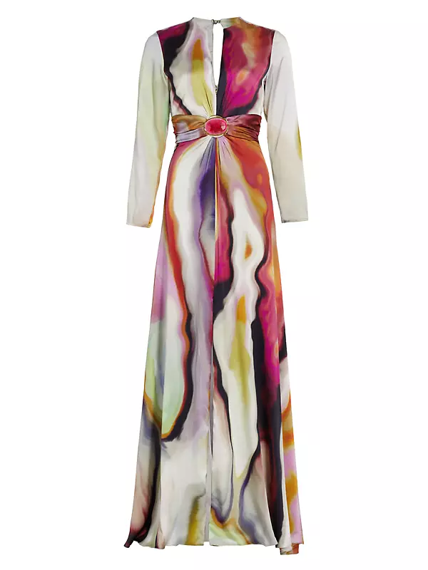 Zarina Abstract Belted Maxi Dress