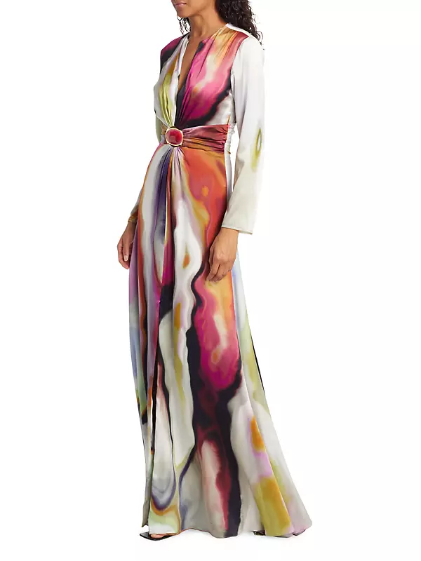 Zarina Abstract Belted Maxi Dress