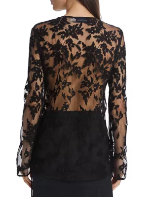 Silvia Tcherassi Tosca floral semi-sheer blouse - Black