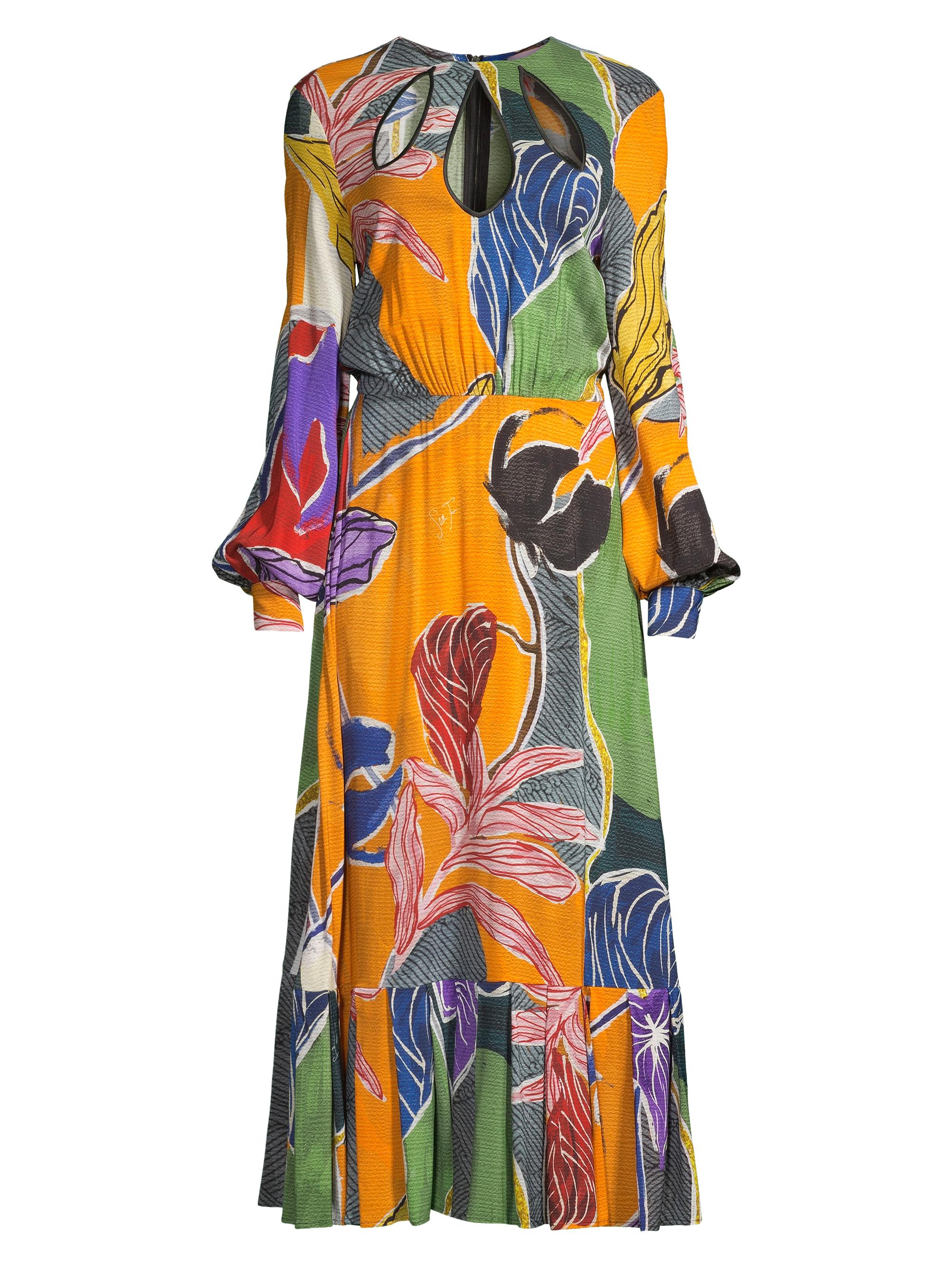 Stella Jean Women's Floral Cut-Out Maxi Dress - Orange