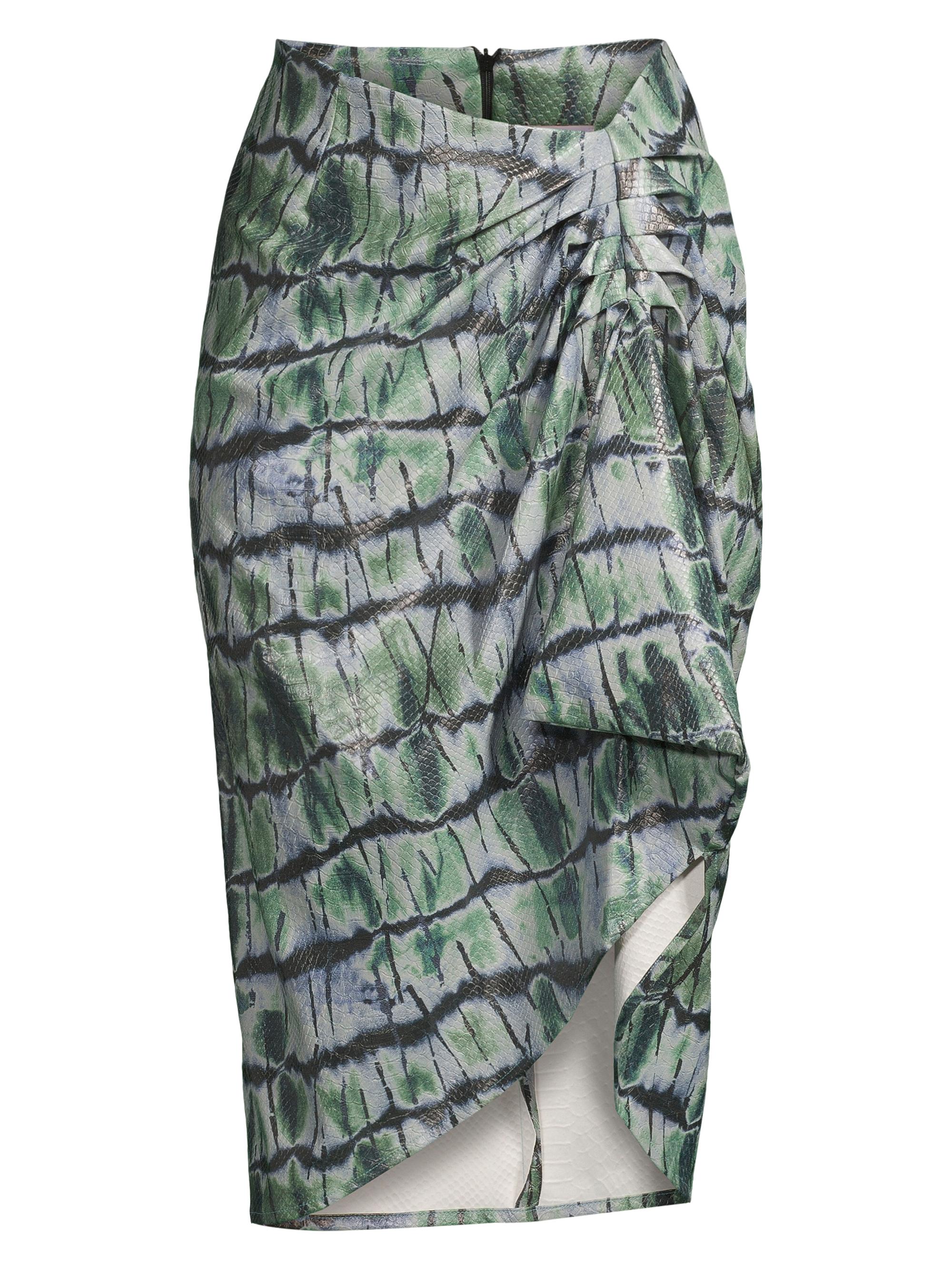Stella Jean Women's Printed Snake-Effect Faux Leather Skirt - Green