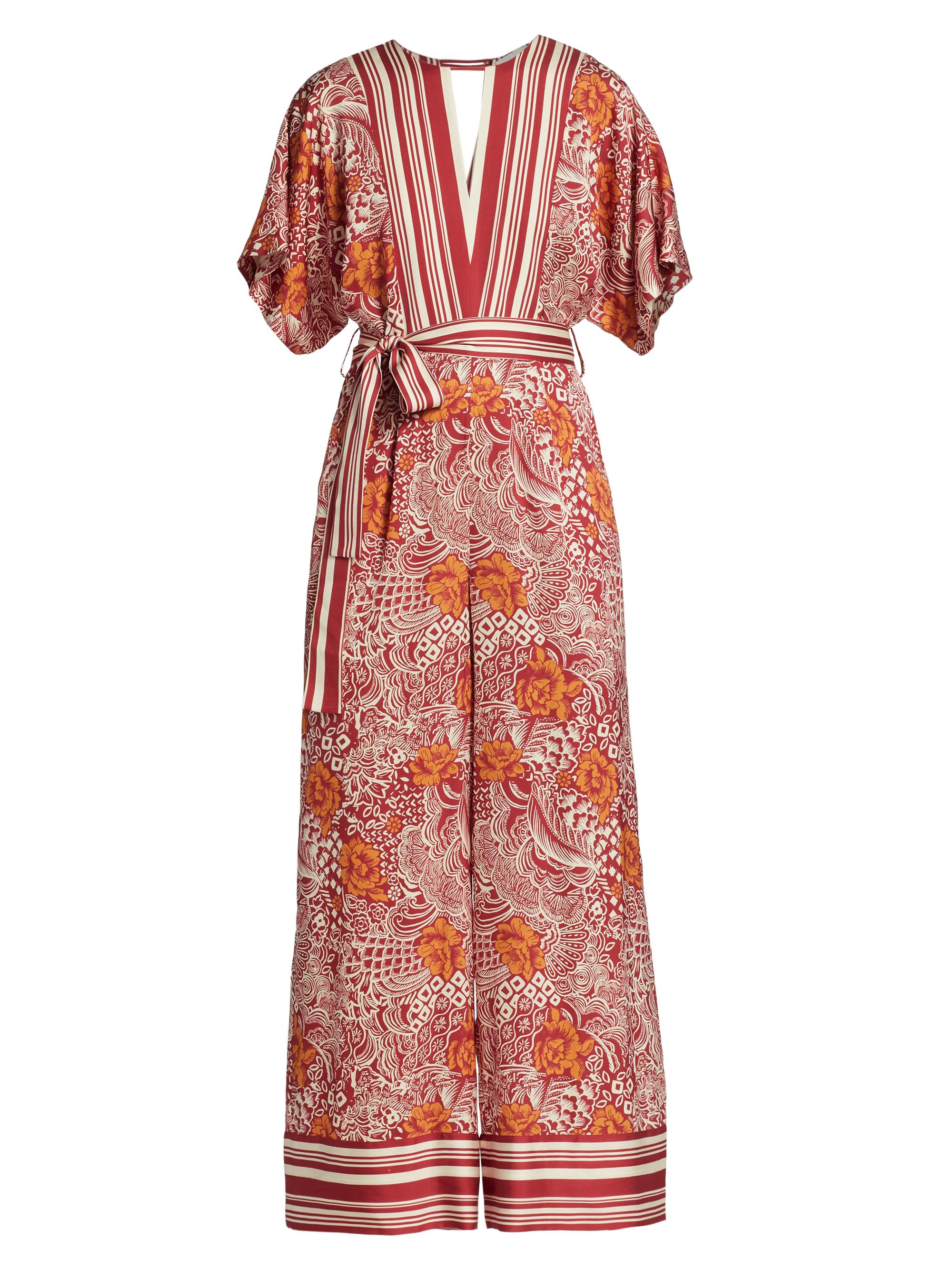 Elie Tahari Women's The Ines Printed Silk-Blend Jumpsuit - Botanic Print Combo