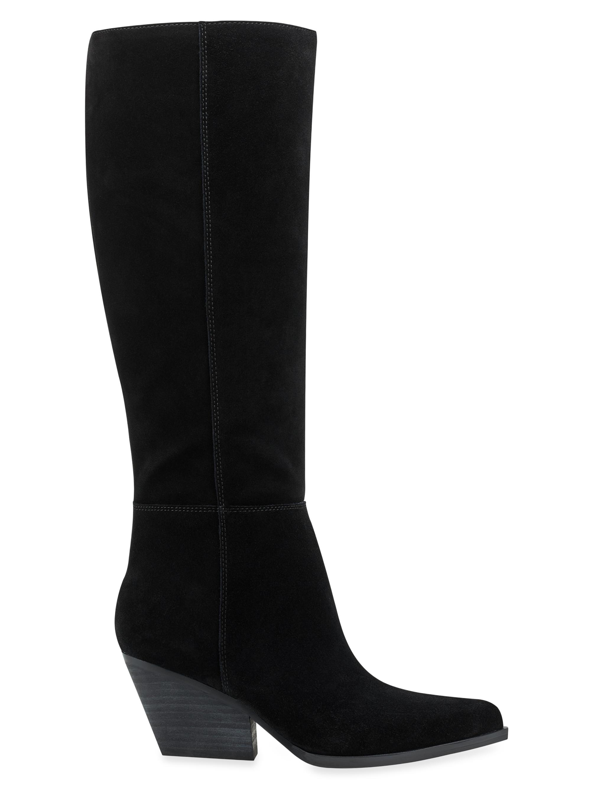 Marc Fisher LTD Women's Challi 50MM Suede Low-Heel Tall Boots - Black