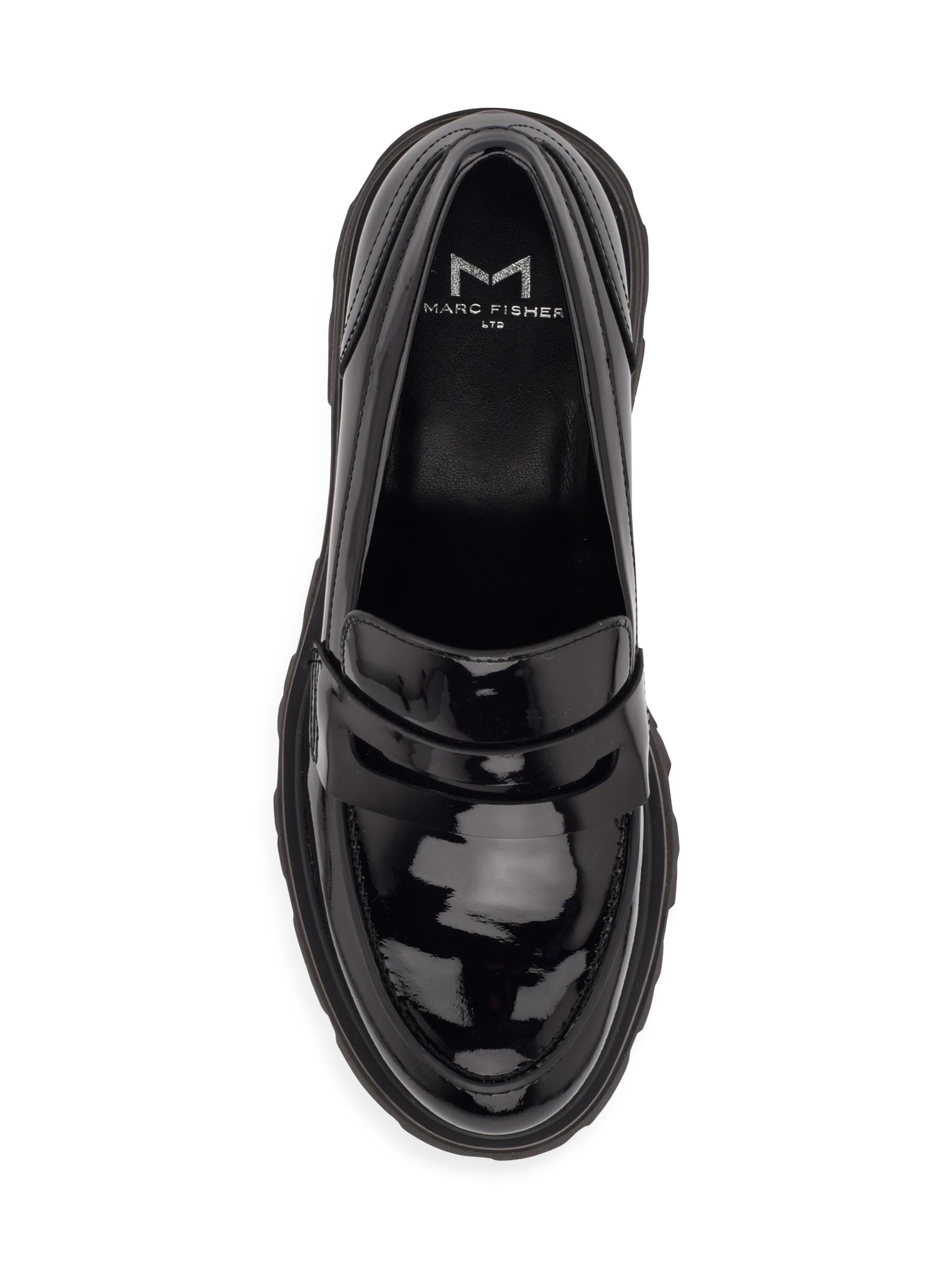 Marc Fisher Black Quilted Patent Leather Lug Sole Penny Loafers Mens 8M blackbrush-1.jpg?v=1728603180&  main image 2