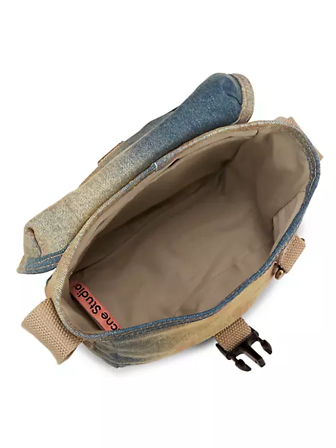 Washed Denim Messenger Bag Minimalist Shoulder Bag High 