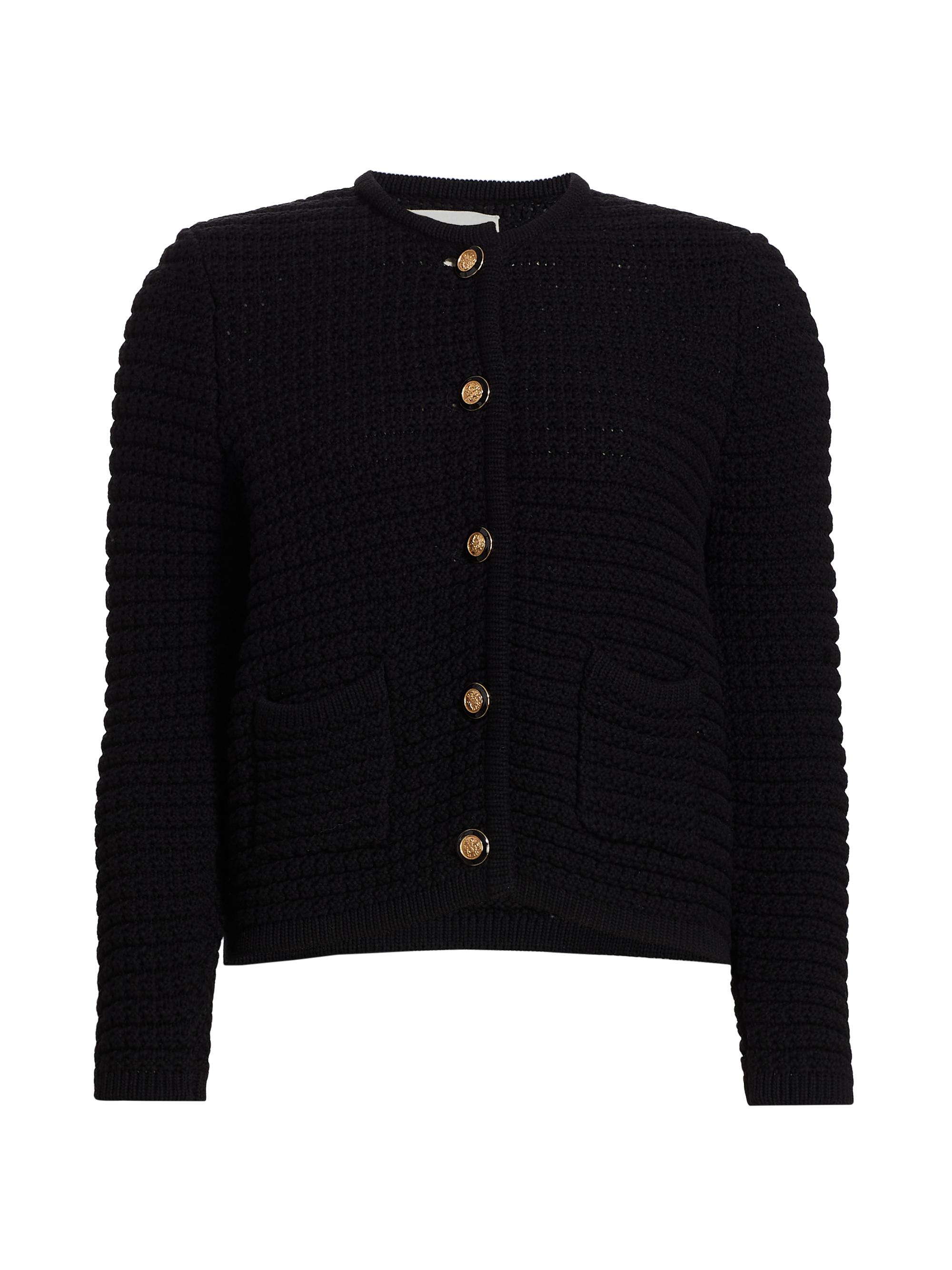 ba & sh Women's Gaspard Cotton-Blend Cardigan - Noir | Thumbnail 8