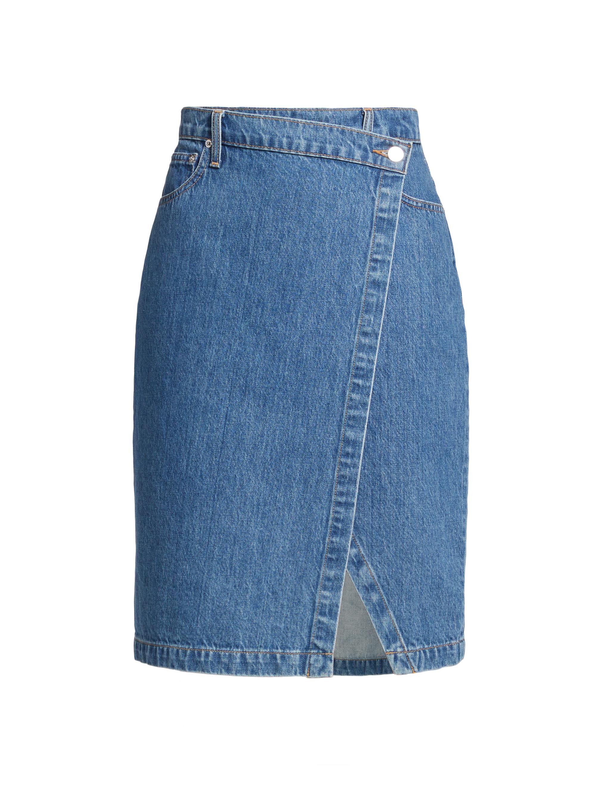 Derek Lam 10 Crosby Women's Aine Asymmetrical Denim Skirt - Canal