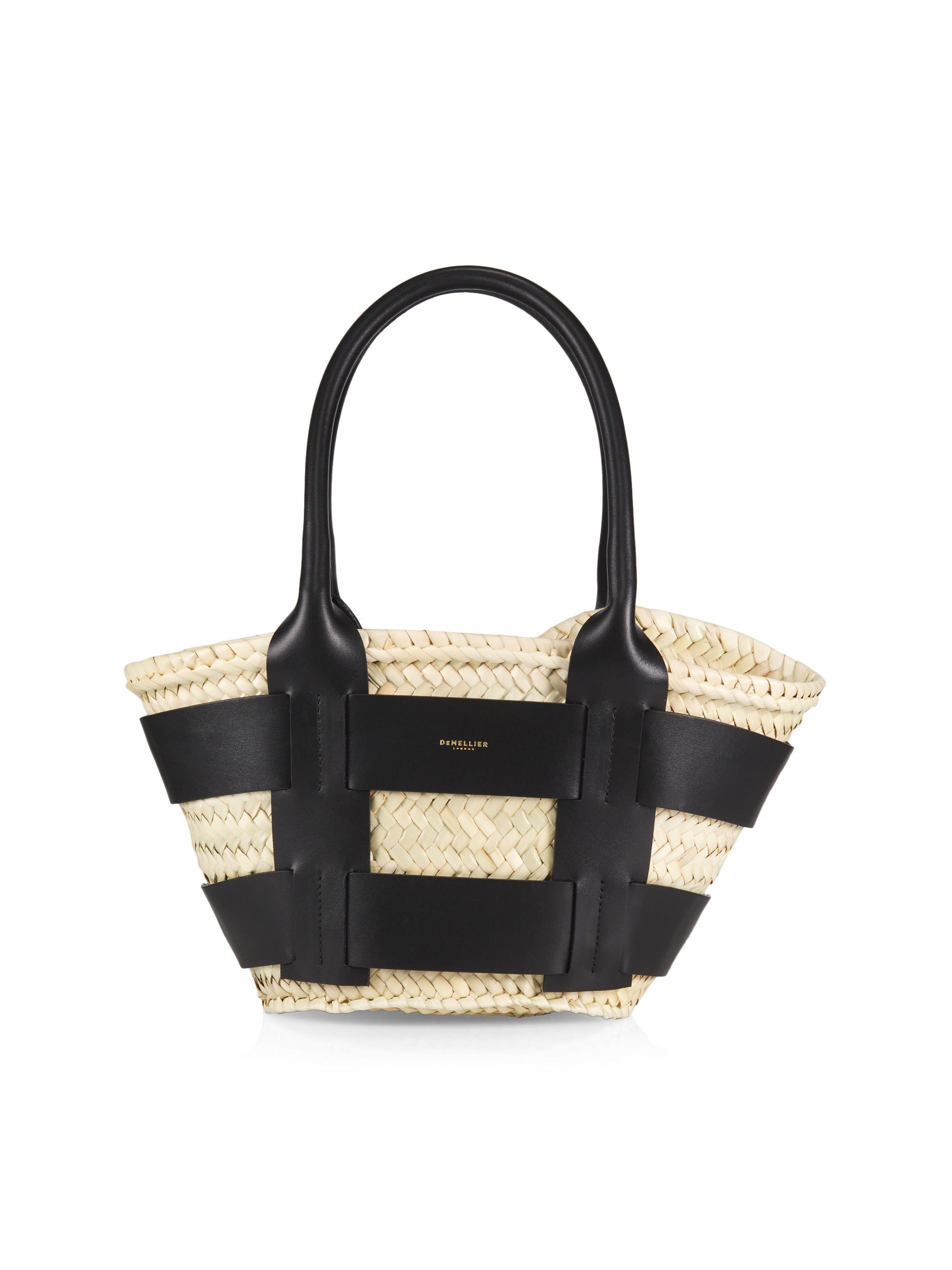 Mini Santorini Raffia & Leather Basket Bag