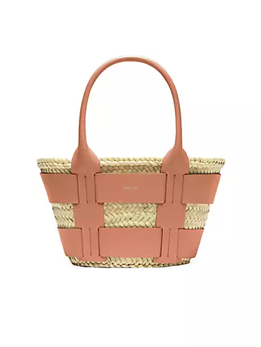 Mini Santorini Raffia & Leather Basket Bag