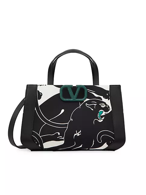 New Valentino Leather - Trimmed Printed canvas Tote Bag 