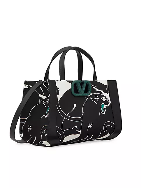 New Valentino Leather - Trimmed Printed canvas Tote Bag 