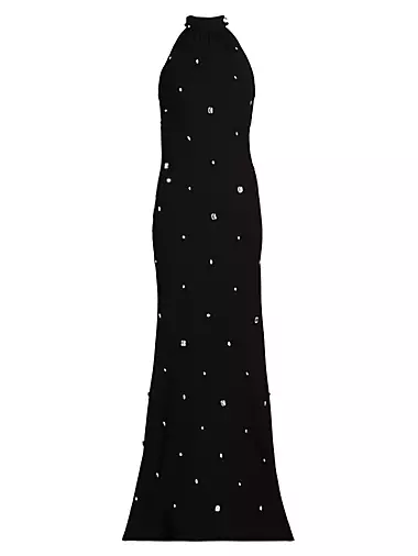 Sleeveless Crystal-Embellished Gown