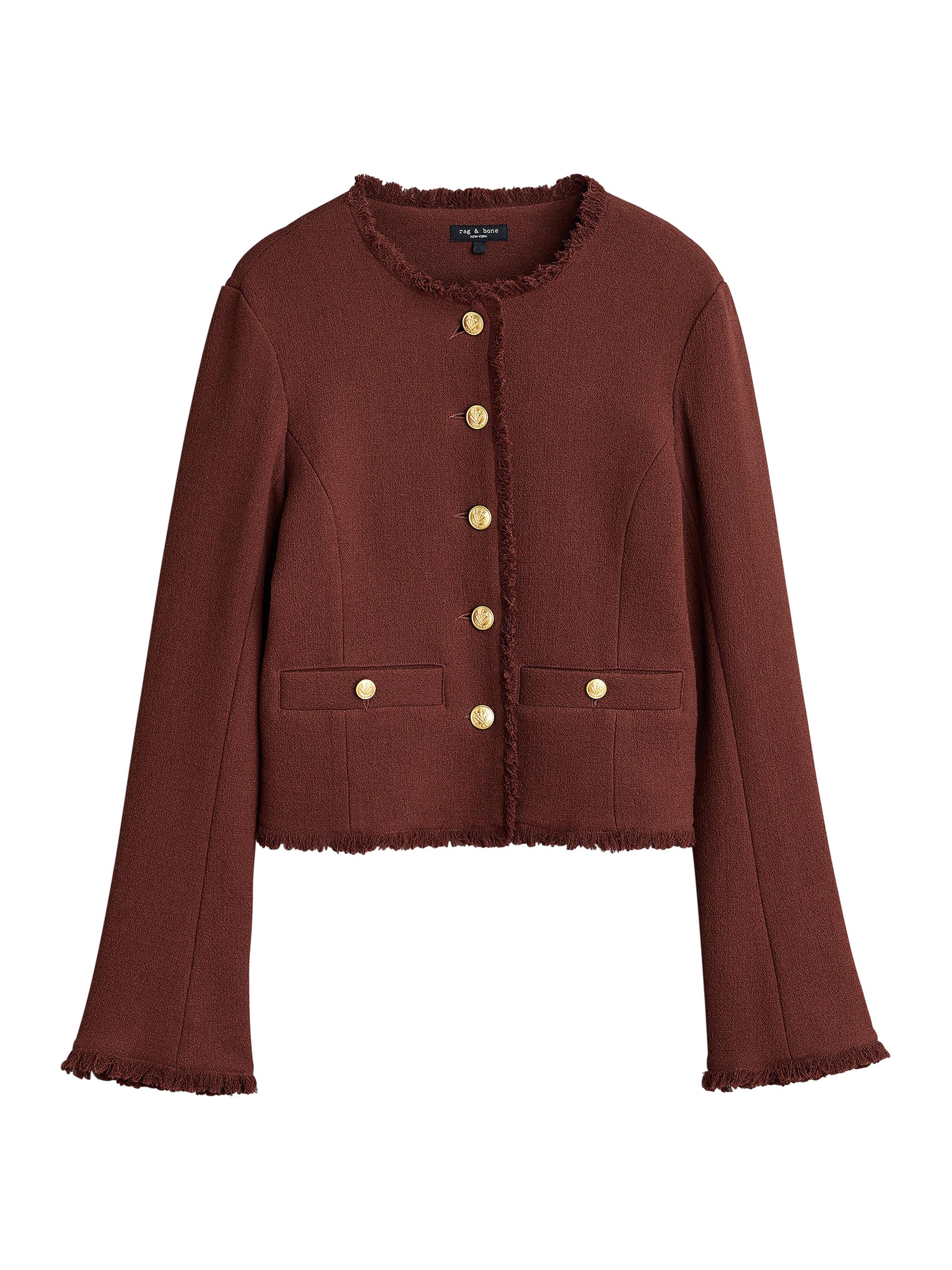 rag & bone Women's Carmen Fringe-Trim Wool Jacket - Mahogany