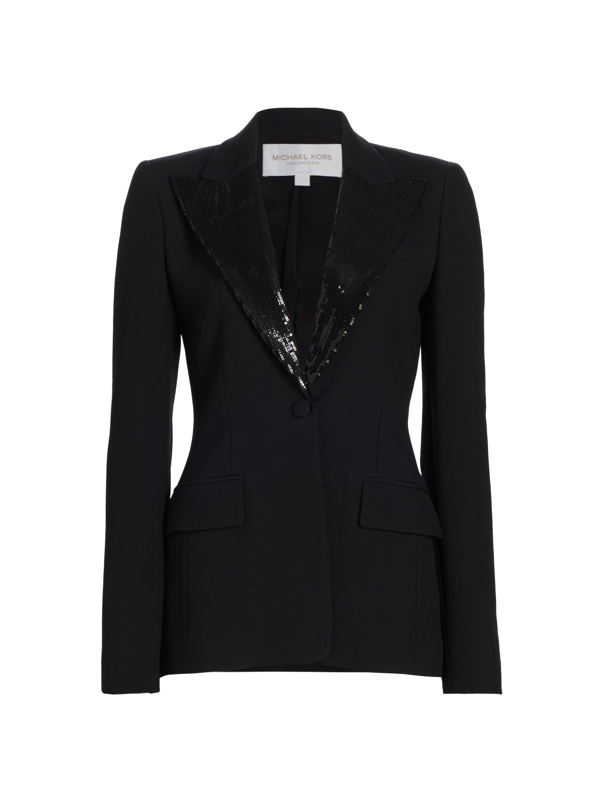 Michael Kors Collection Women's Georgina Sequinned Single-Breasted Blazer - Black