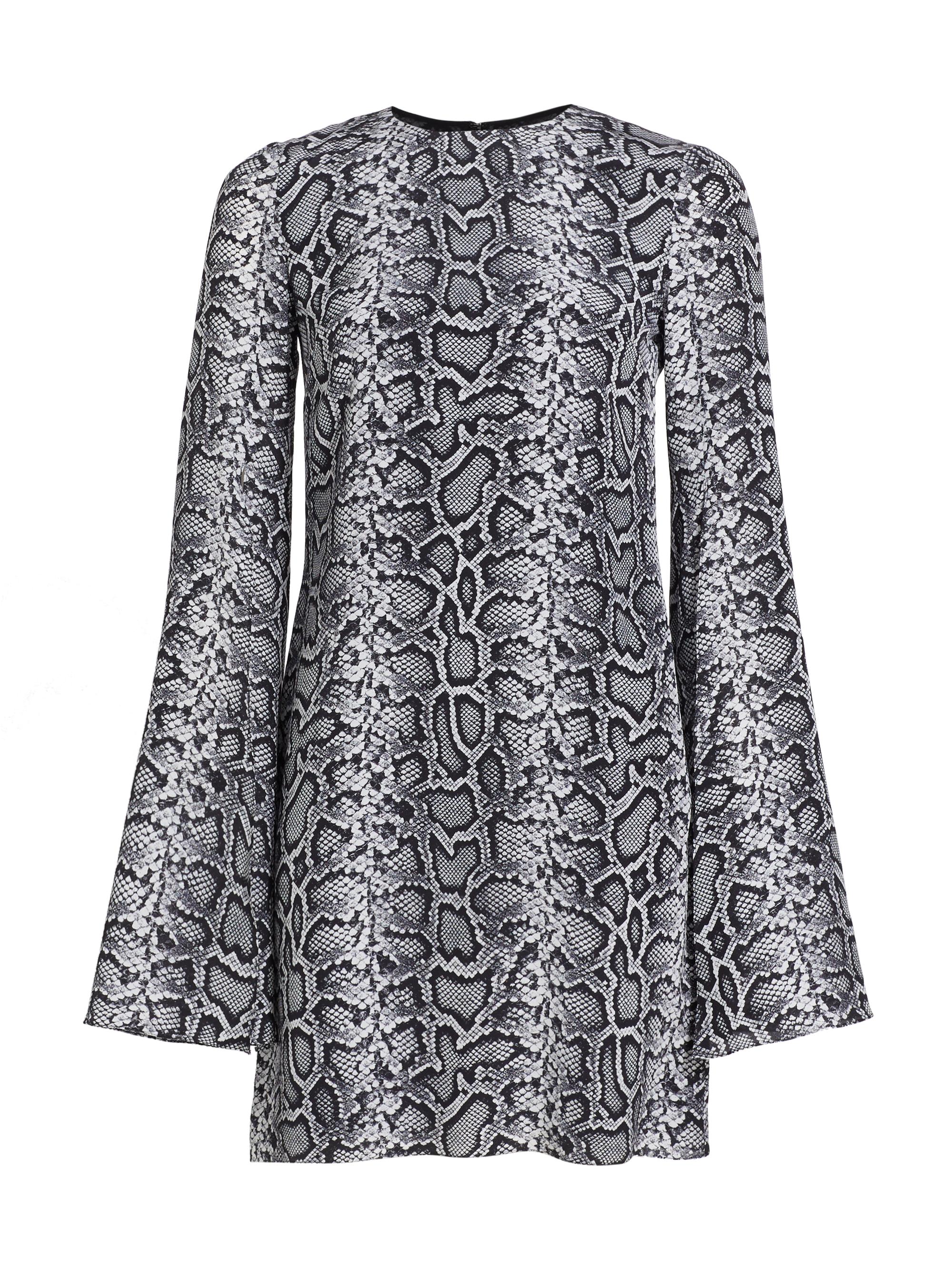 Michael Kors Collection Women's Silk Snakeskin Cape-Sleeve Minidress - Black White