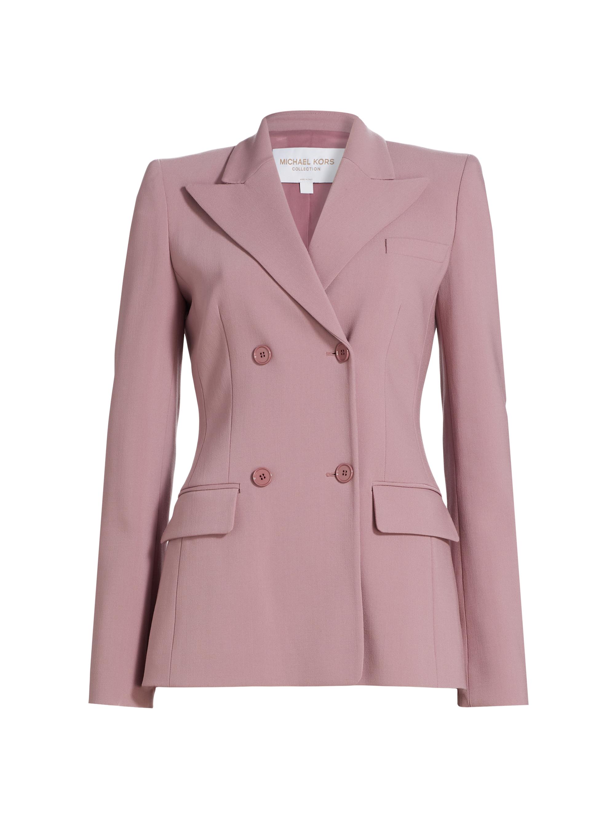Michael Kors Collection Women's Pebble Crepe Double- Breasted Blazer - Mauve