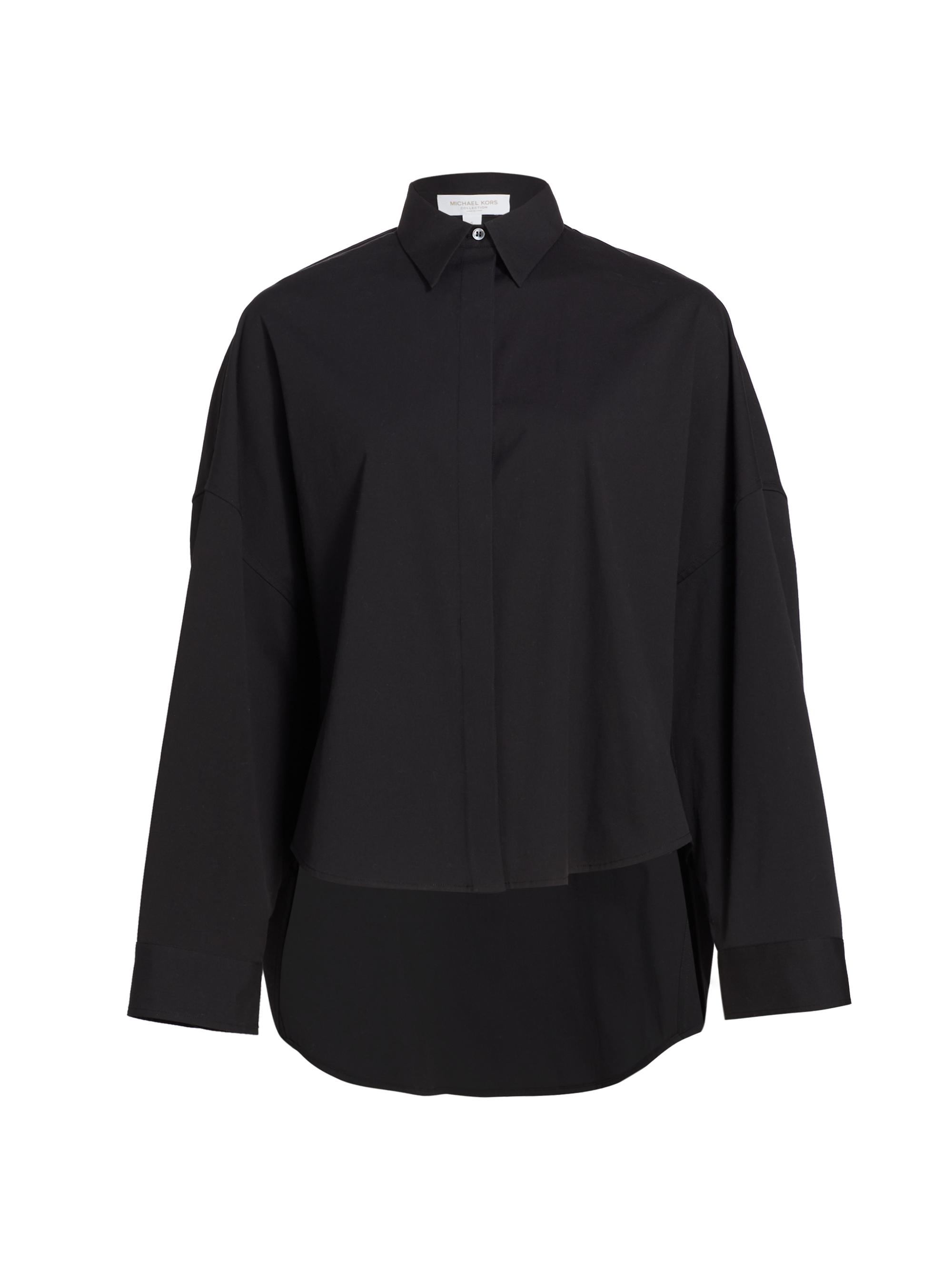 Michael Kors Collection Women's Oversized High-Low Poplin Shirt - Black