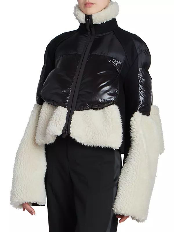 Shop Sacai Faux Shearling Padded Blouson Jacket | Saks Fifth Shop Sacai Faux Shearling Padded Blouson Jacket | Saks Fifth