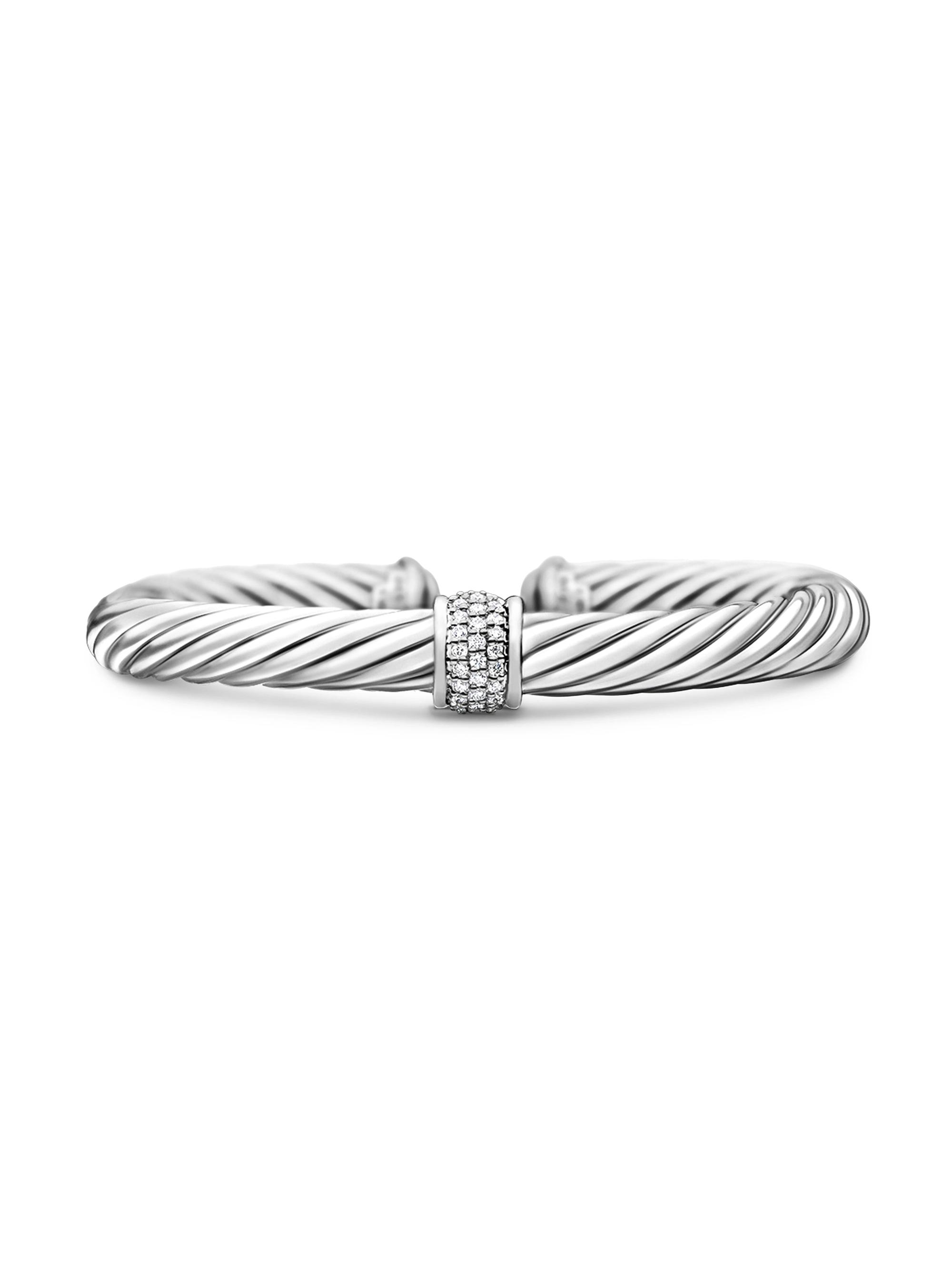 David Yurman Women's Cable Classics Bracelet with Pavé Diamond Station - Sterling Silver