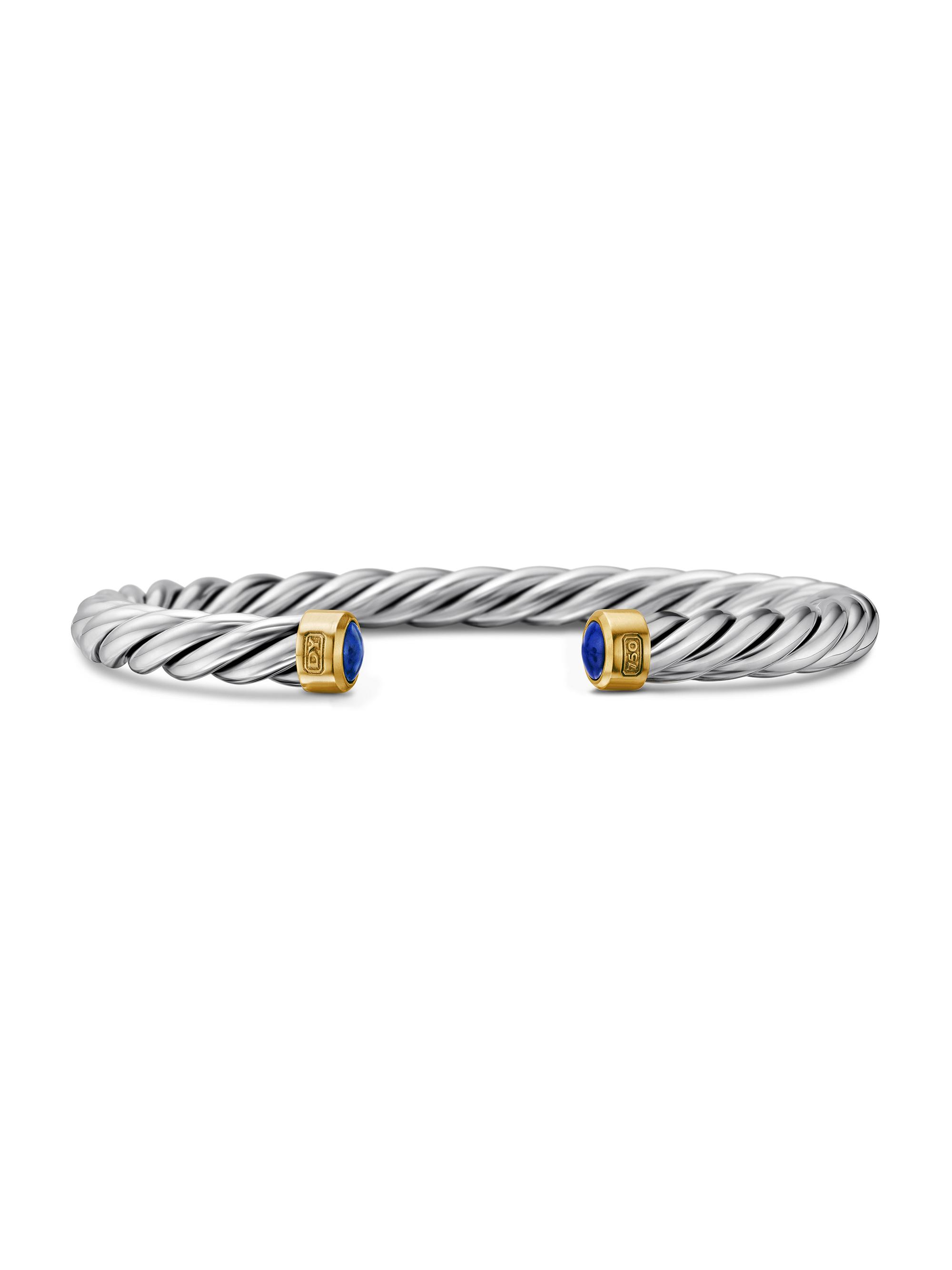 David Yurman Men's Cable Cuff Bracelet in Sterling Silver - Lapis