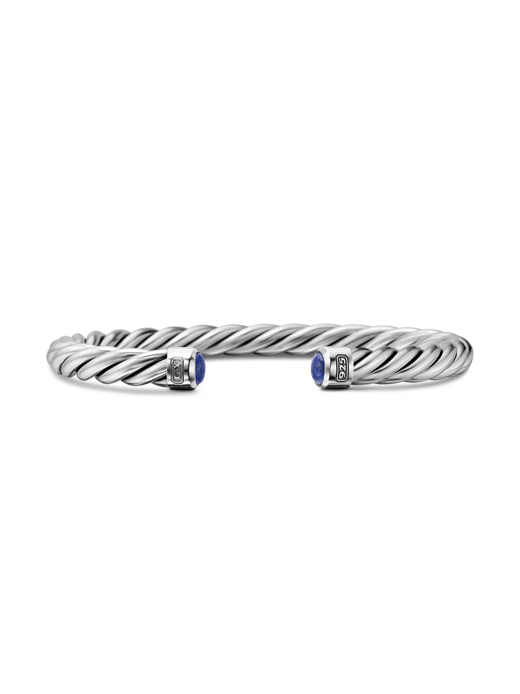 David Yurman Men's Cable Cuff Bracelet in Sterling Silver - Lapis Lazuli