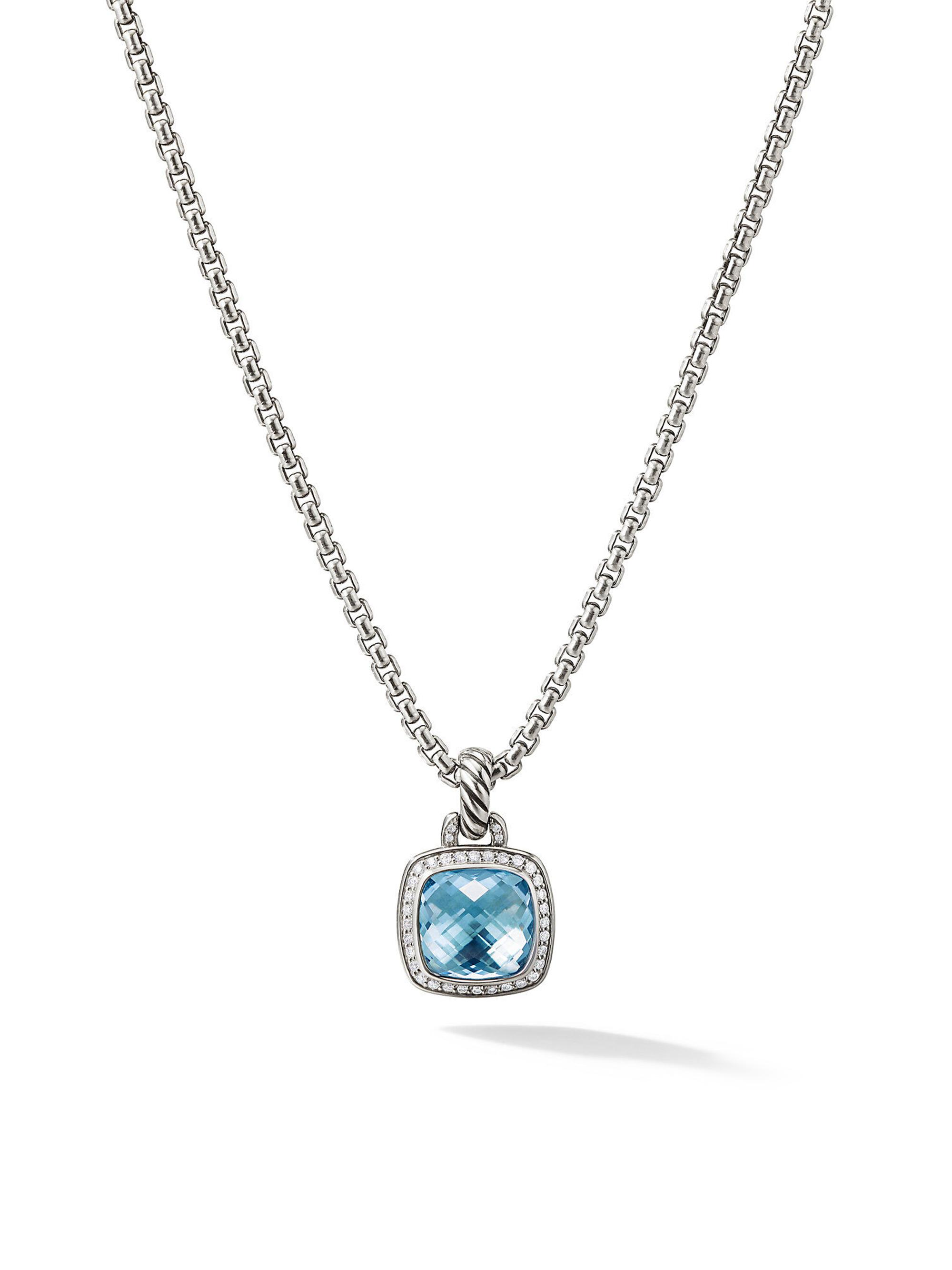 David Yurman Women's Albion Pendant with Pavé Diamonds - Blue Topaz