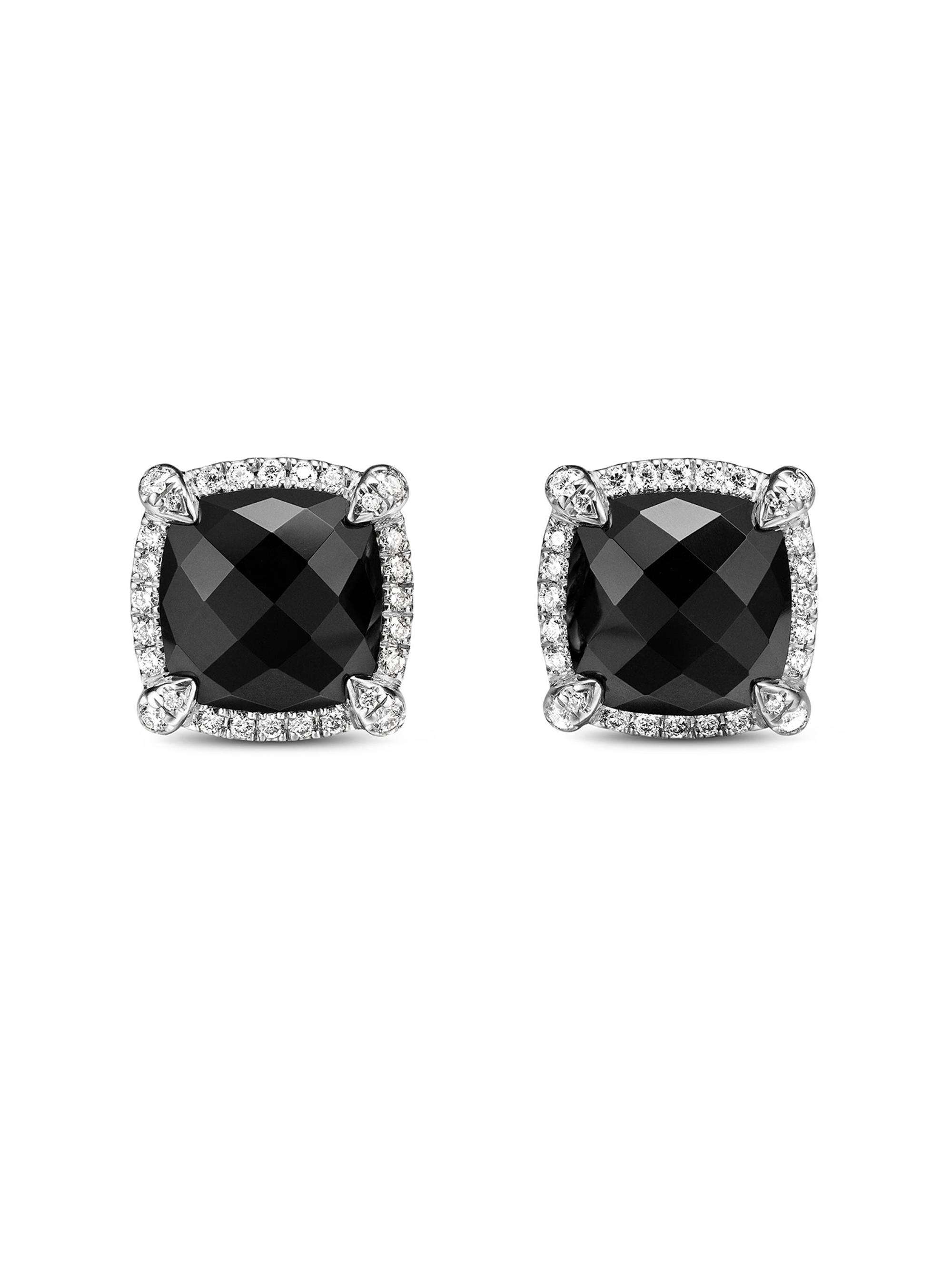 David Yurman Women's Chatelaine Pavé Bezel Stud Earrings in Sterling Silver - Black Onyx - Women's Jewelry And Watches