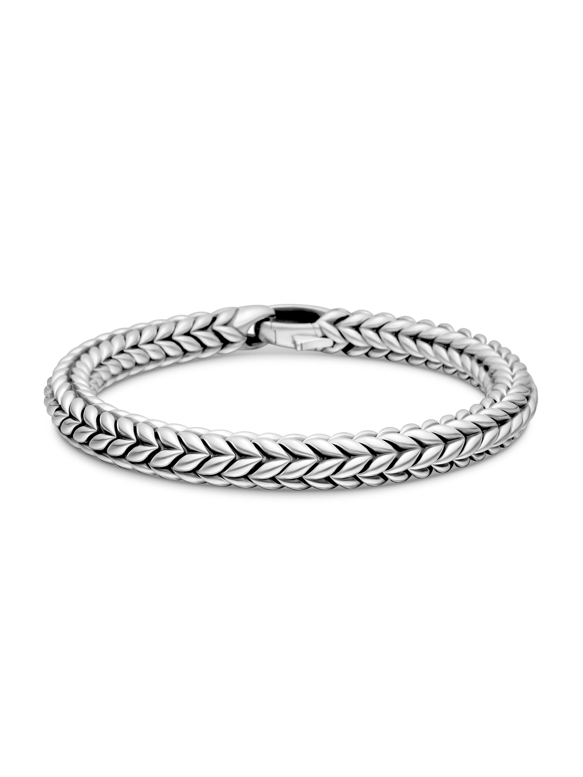 David Yurman Men's Chevron Bead Bracelet in Sterling Silver, 8MM - Silver