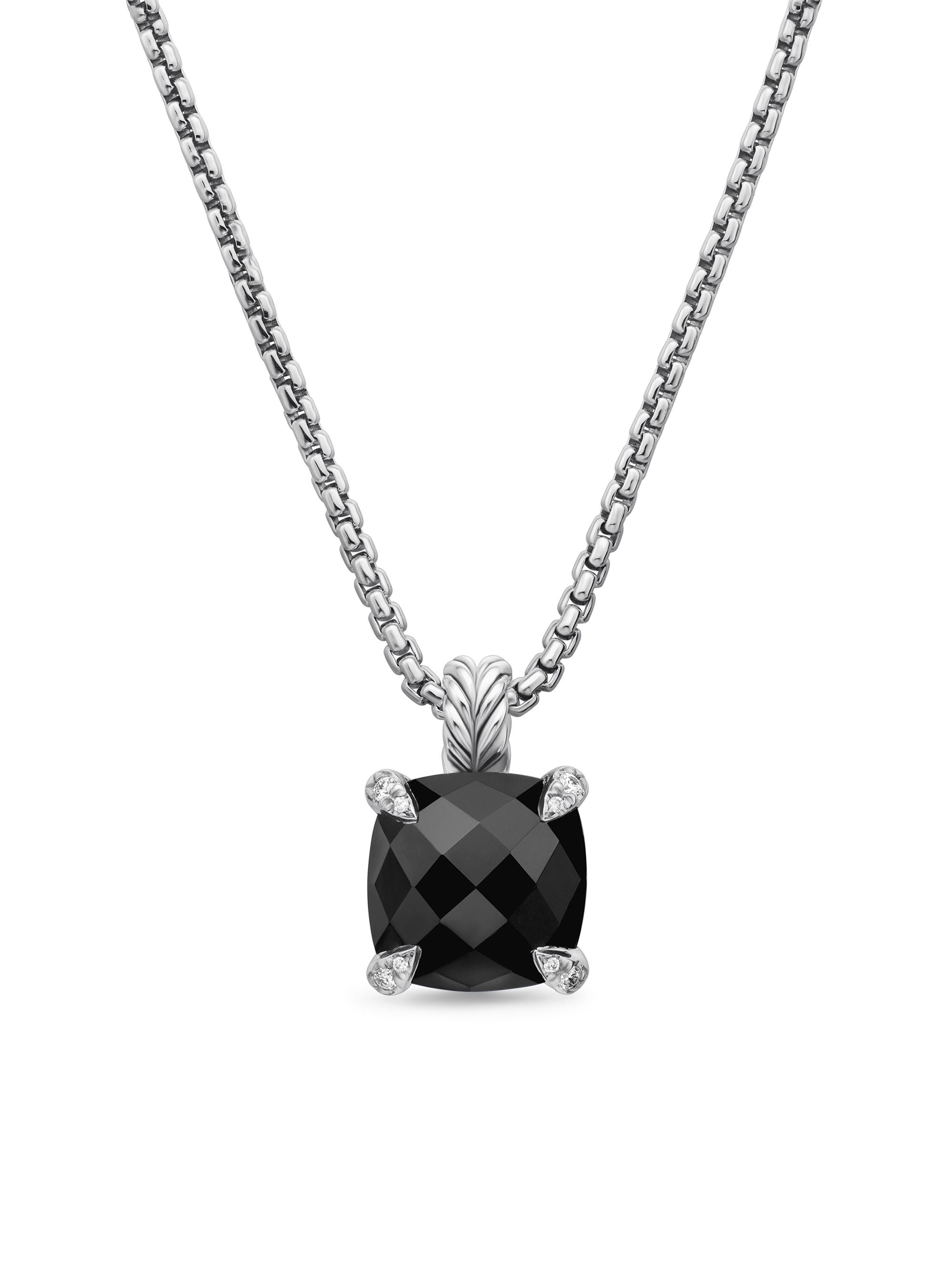 David Yurman Women's Chatelaine Pendant Necklace in Sterling Silver with Black Onyx and Diamonds, 11MM - Black Onyx