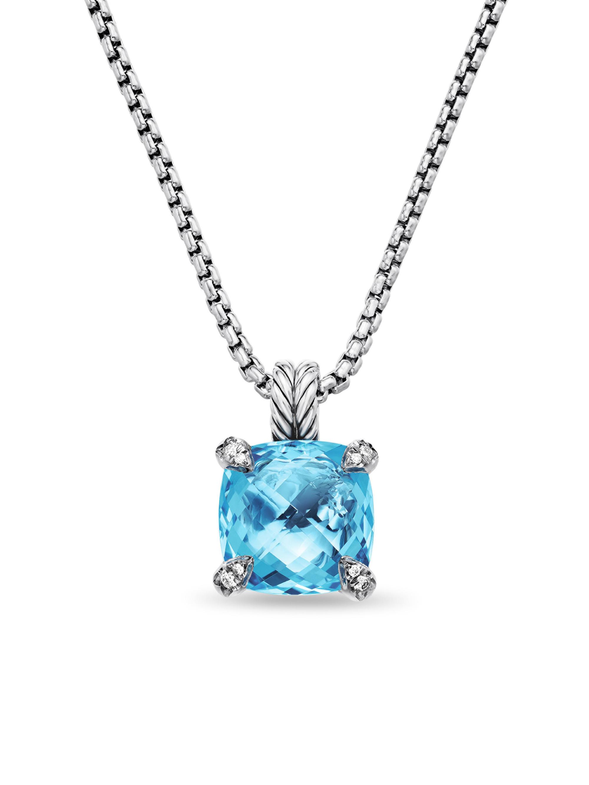 David Yurman Women's Chatelaine Pendant Necklace in Sterling Silver - Blue Topaz