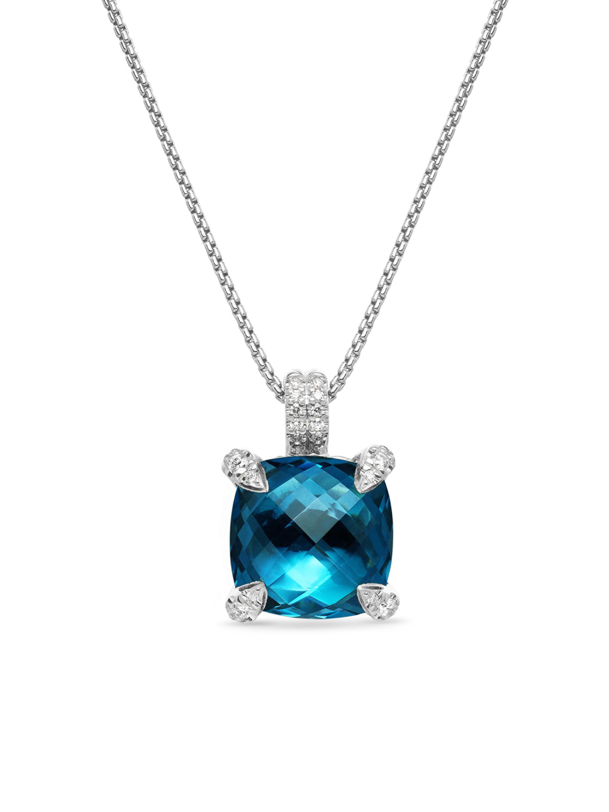 David Yurman Women's Chatelaine Pendant Necklace in Sterling Silver - Hampton Blue Topaz