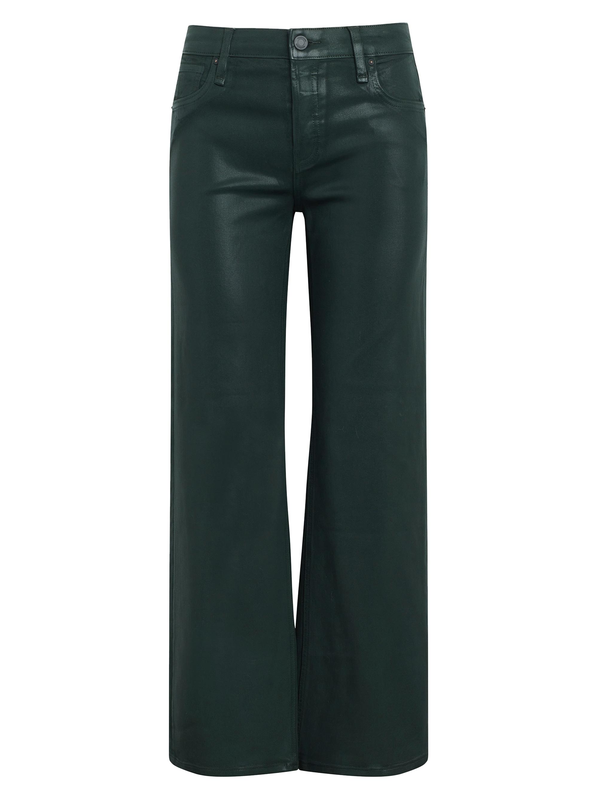 Hudson Jeans Women's Rosie High-Rise Wide Leg Crop Pants - Coated Scarab