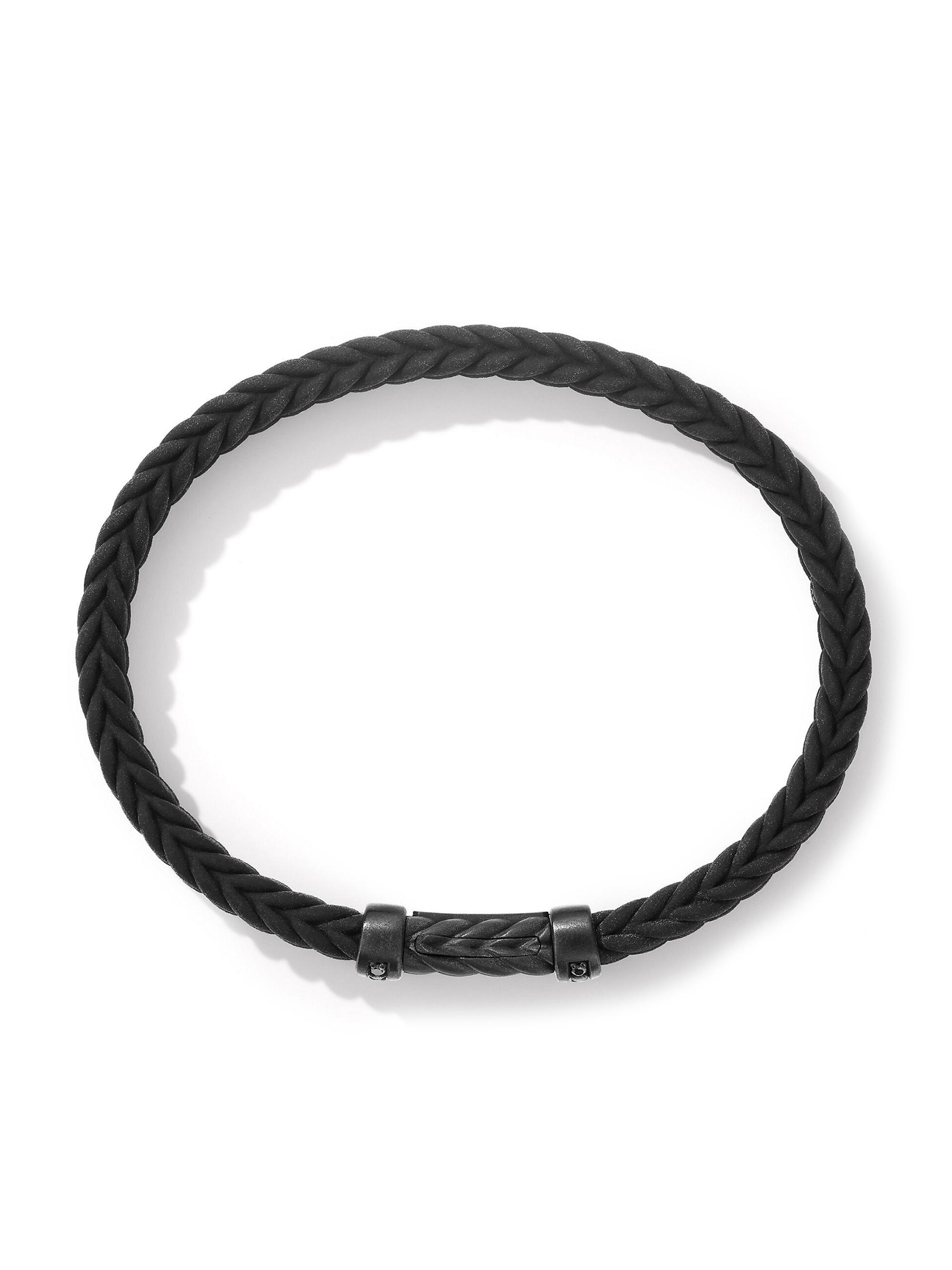 David Yurman Women's Chevron Black Rubber Bracelet with Black Titanium and Pavé Black Diamonds - Black