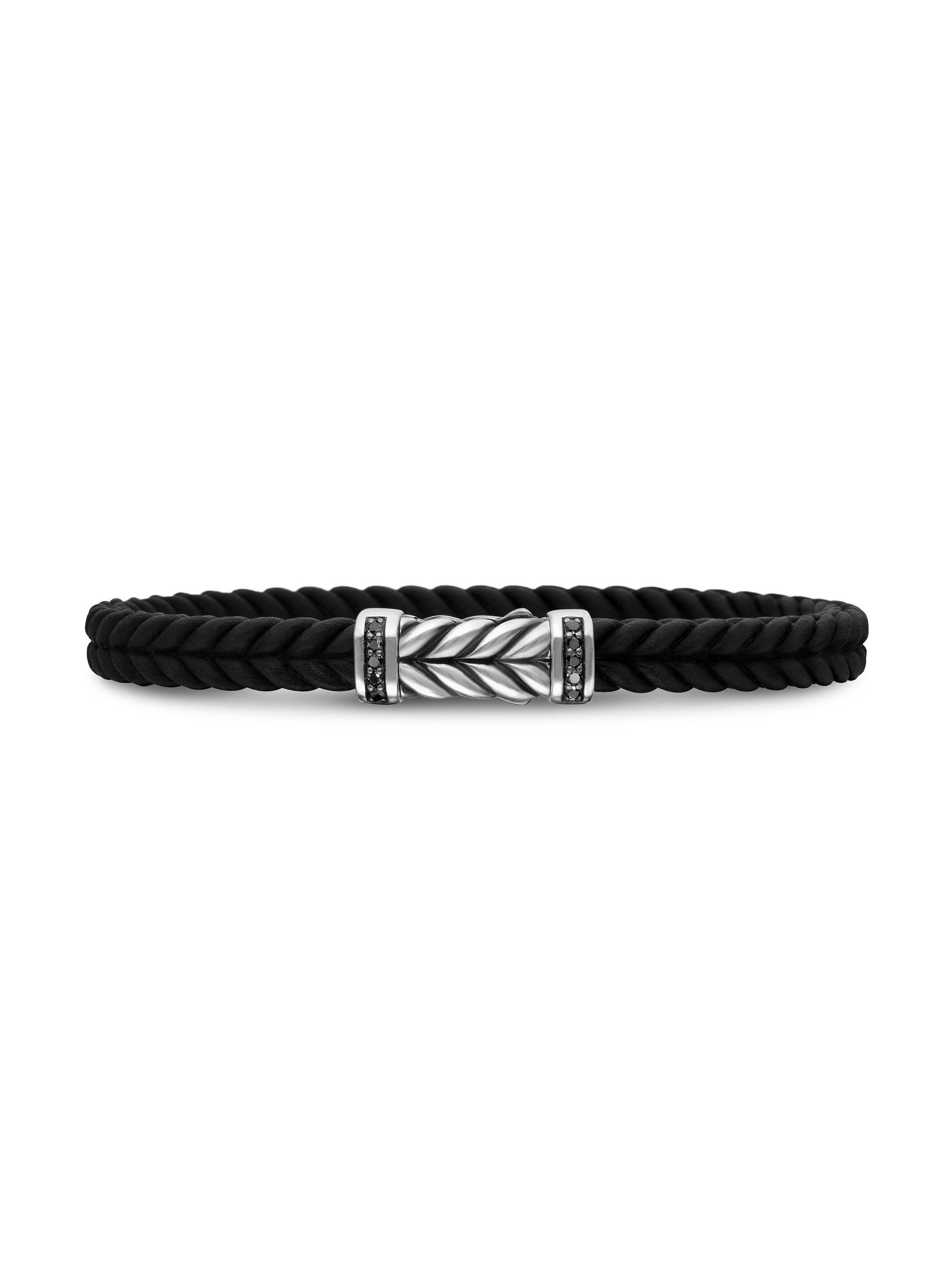 David Yurman Men's Chevron Bracelet in Black Rubber - Black