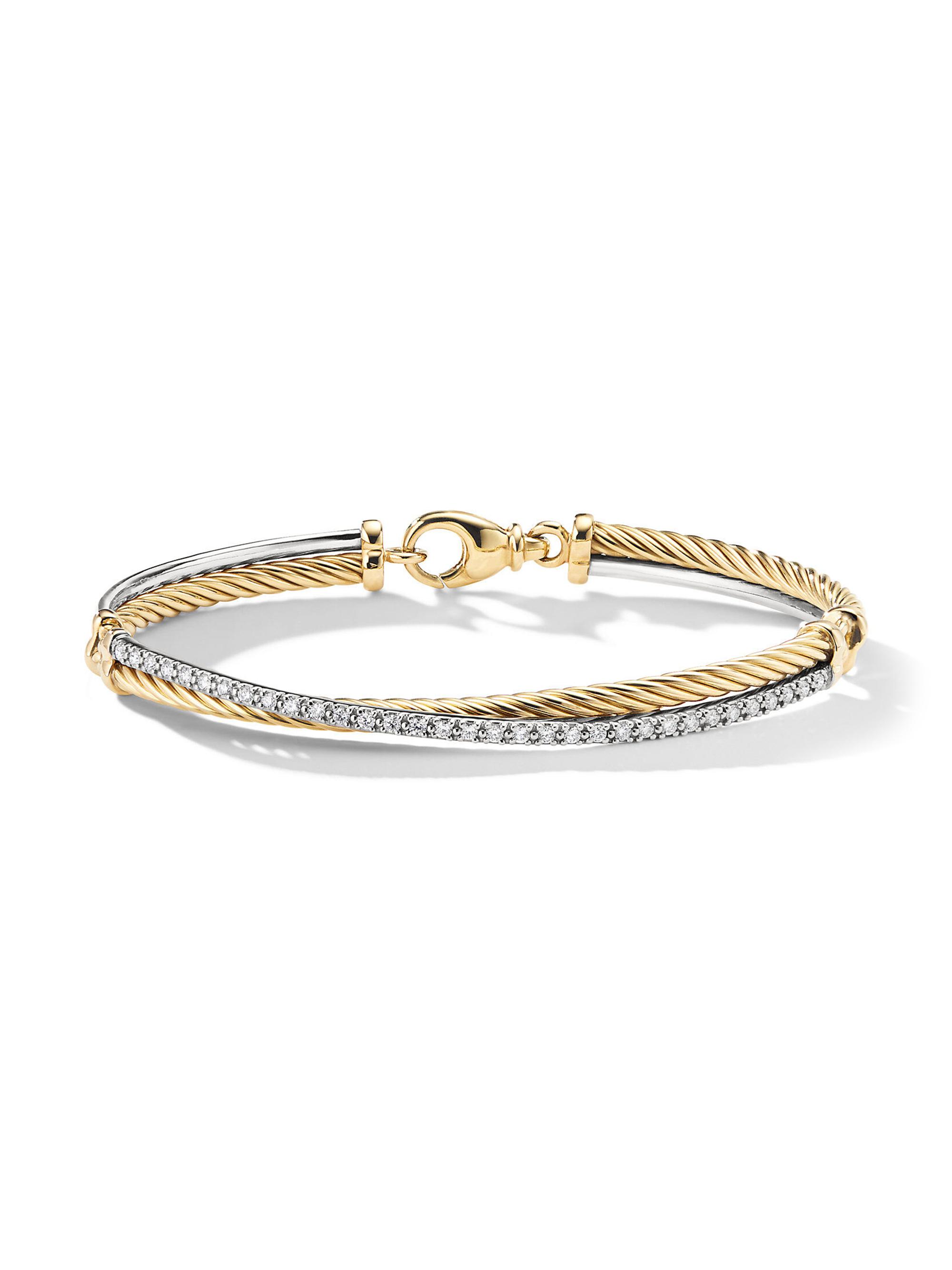 David Yurman Women's Crossover Linked Bracelet in 18K Yellow Gold with Pavé Diamonds