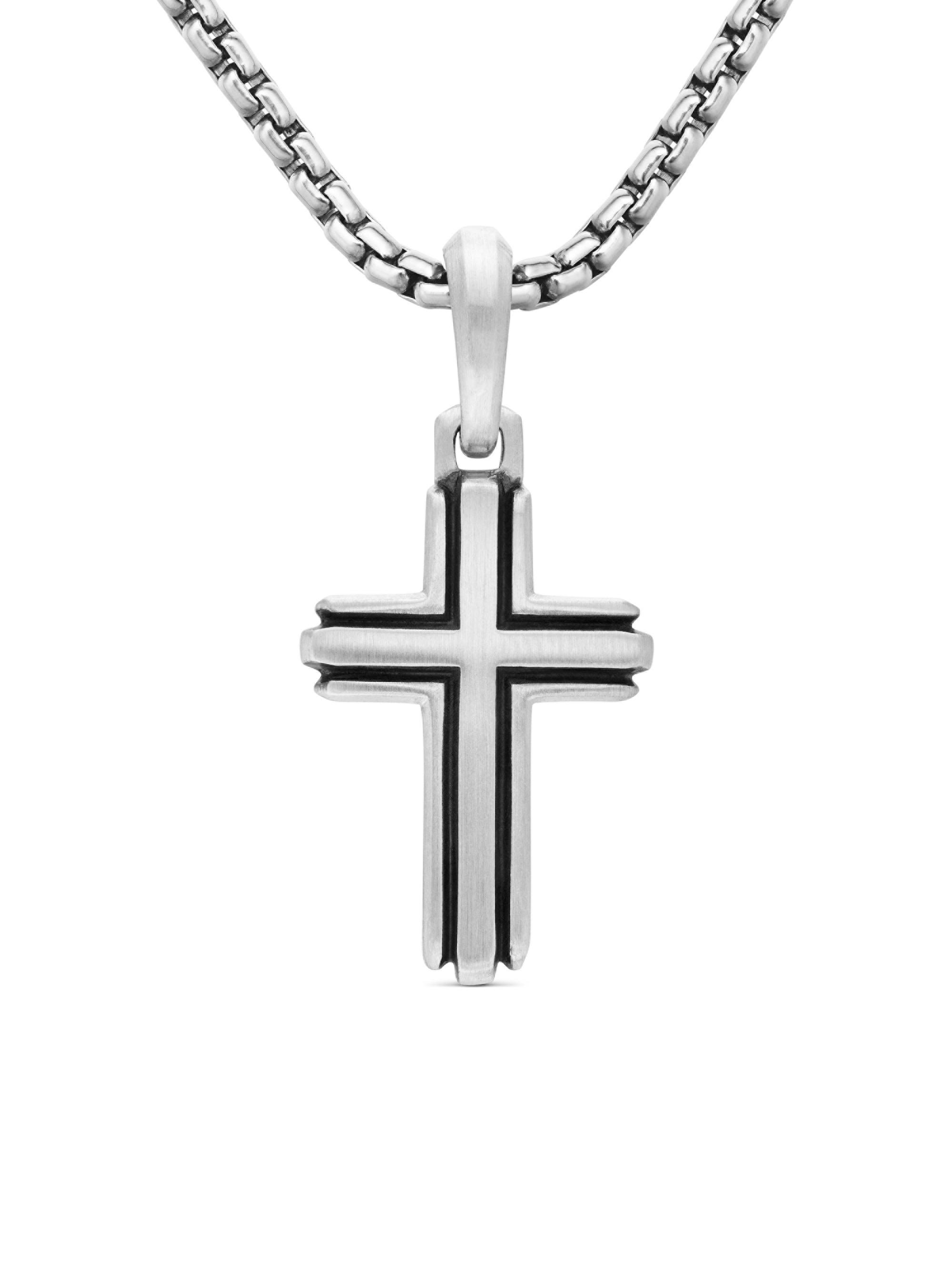 David Yurman Men's Deco Cross Pendant in Sterling Silver, 27mm - Silver
