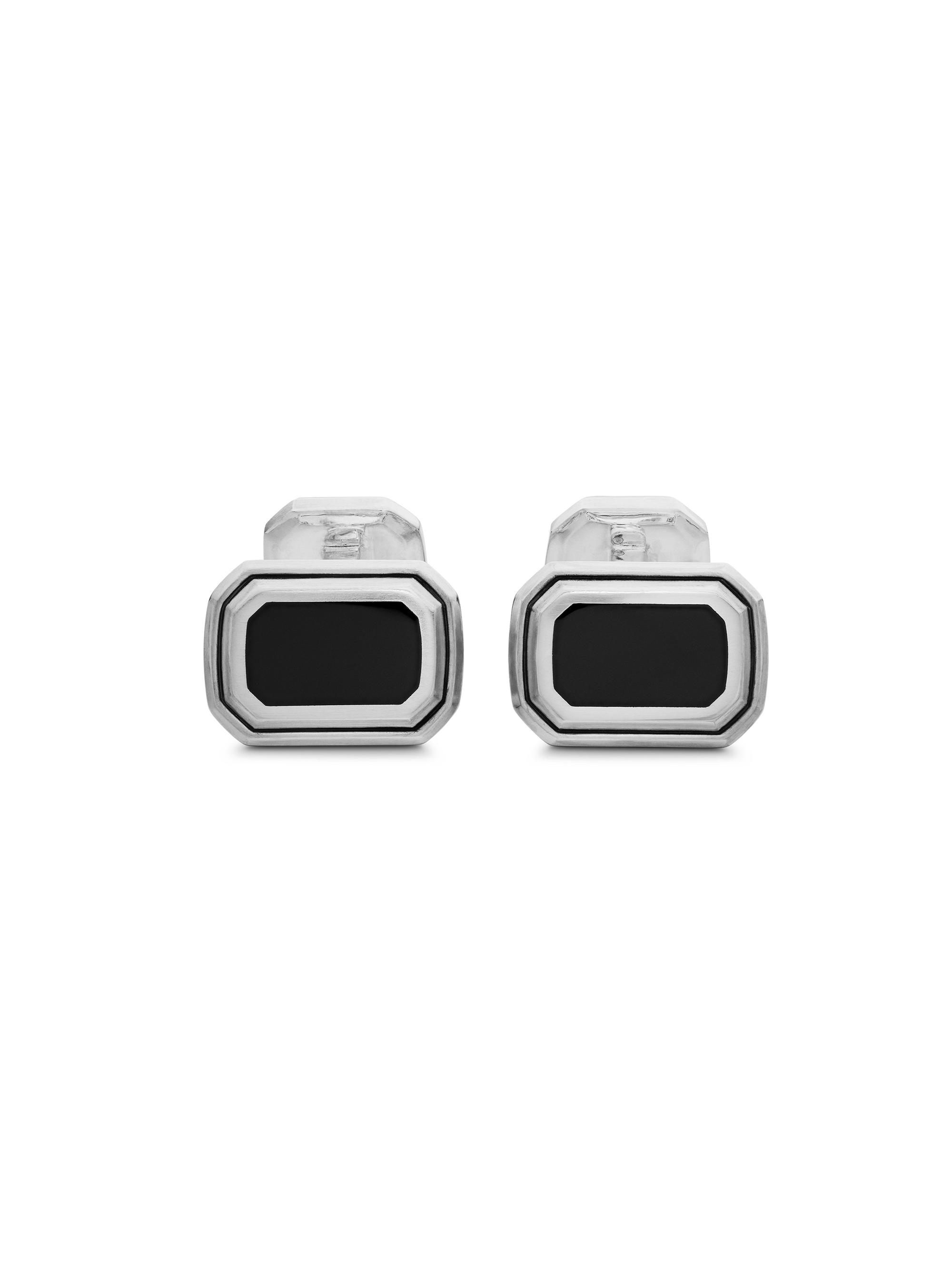 David Yurman Men's Faceted Cufflinks in Sterling Silver with Black Onyx, 17mm - Black Onyx