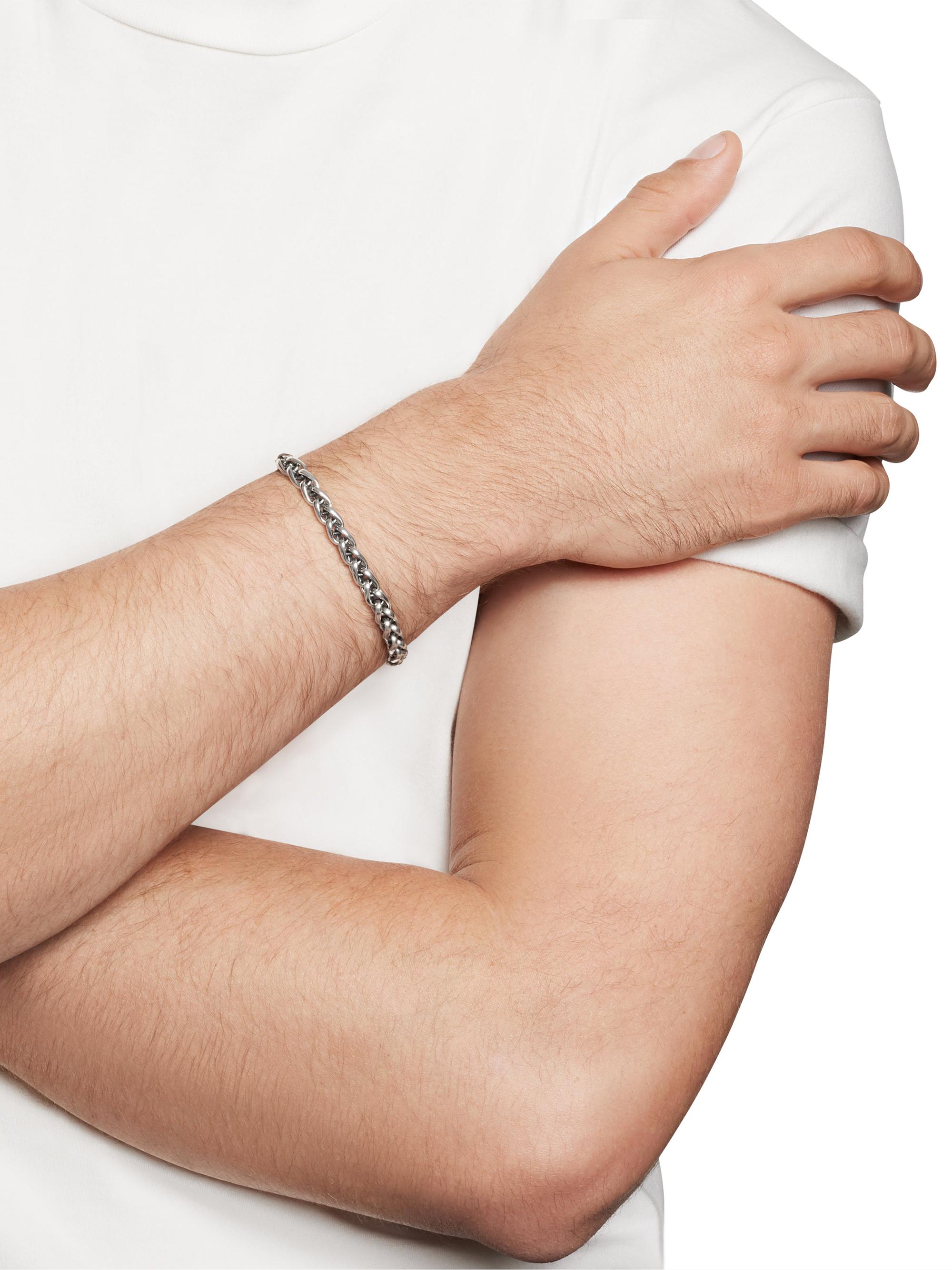 David Yurman Men's Wheat Chain Bracelet in Sterling Silver, 6mm - Sterling Silver - back view in Sterling silver