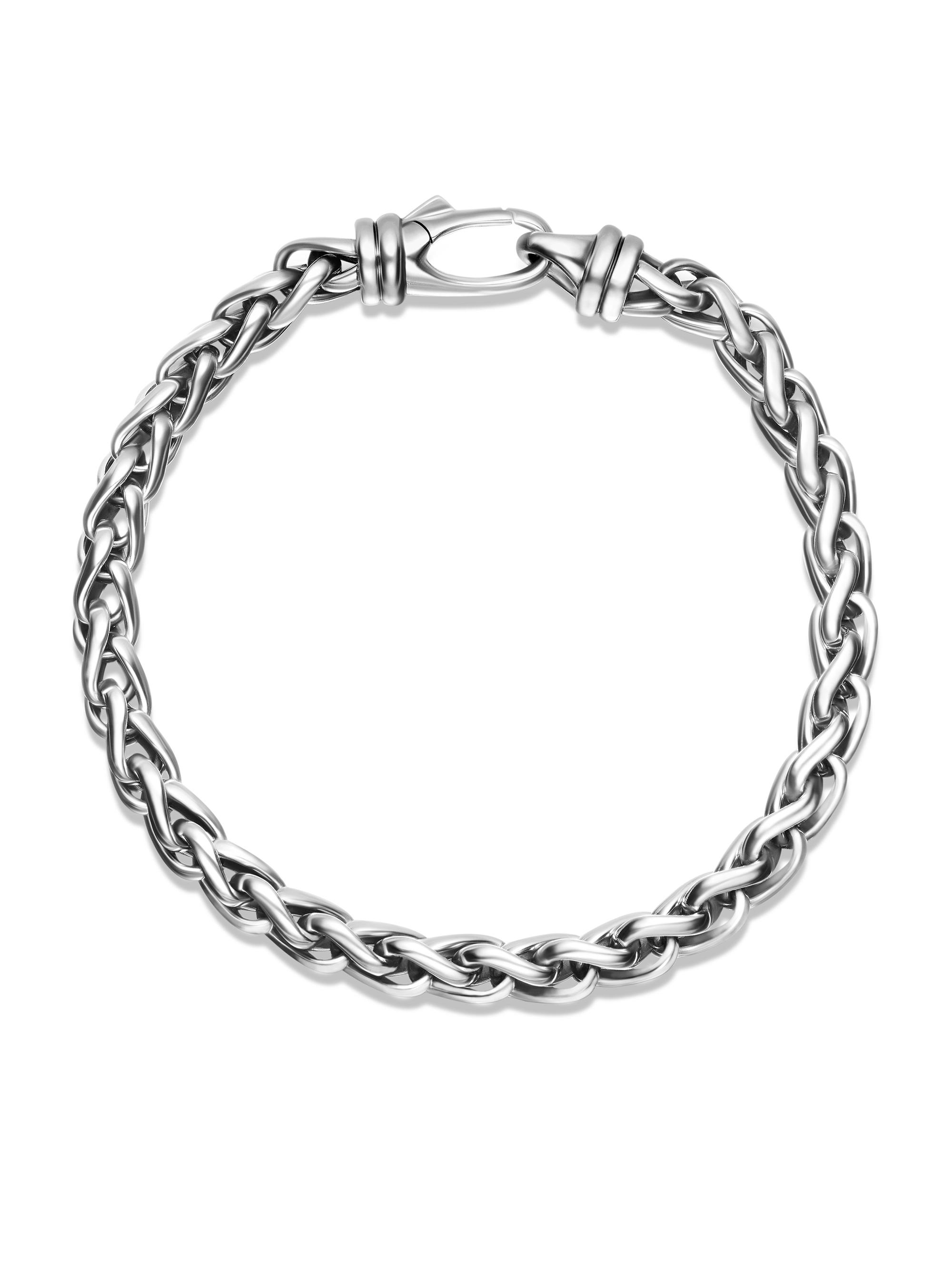 David Yurman Men's Wheat Chain Bracelet in Sterling Silver, 6mm - Sterling Silver - side view in Sterling silver