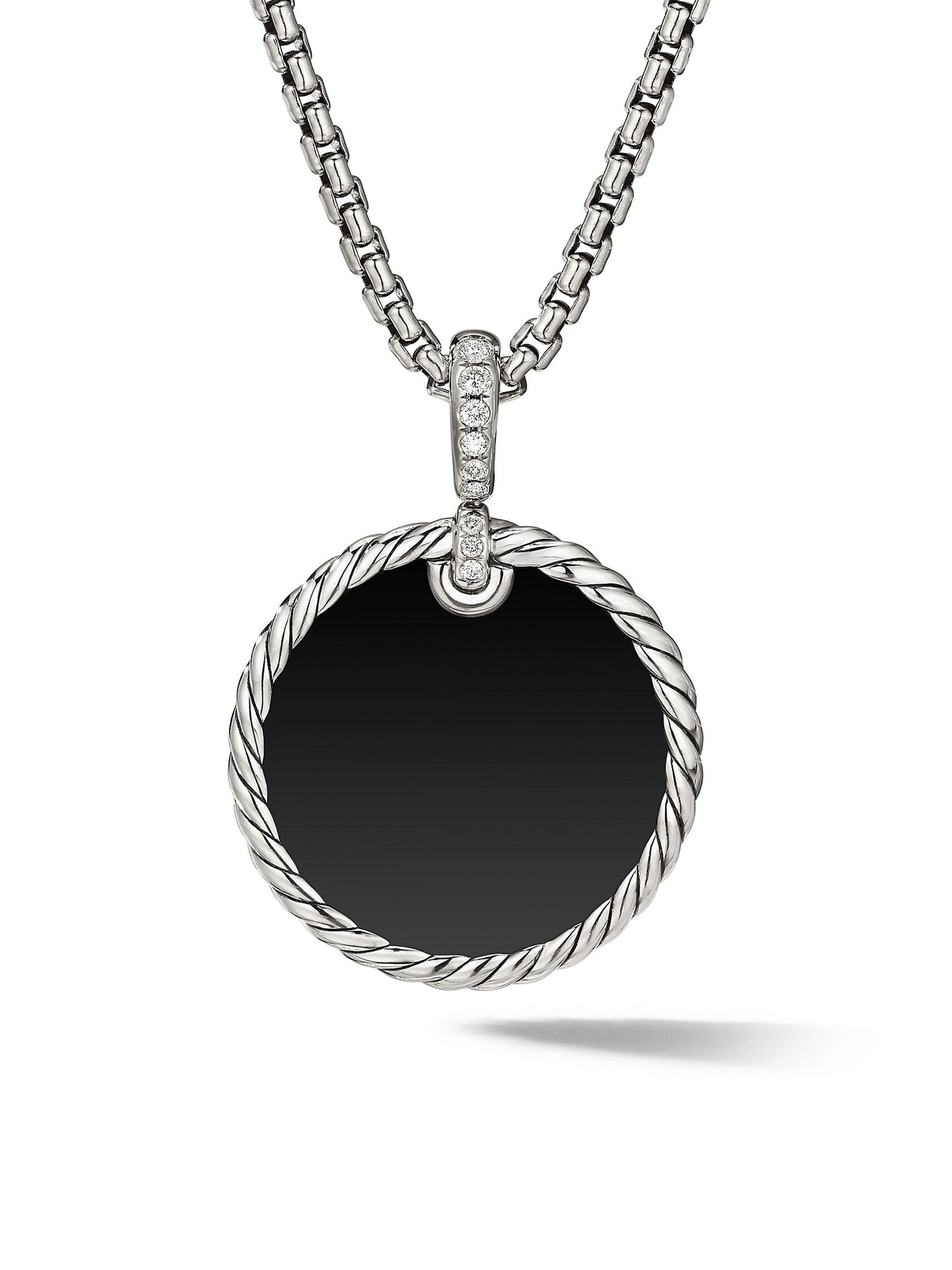 David Yurman Women's DY Elements Reversible Disc Pendant in Sterling Silver - Blk Onyx White Agate Mop