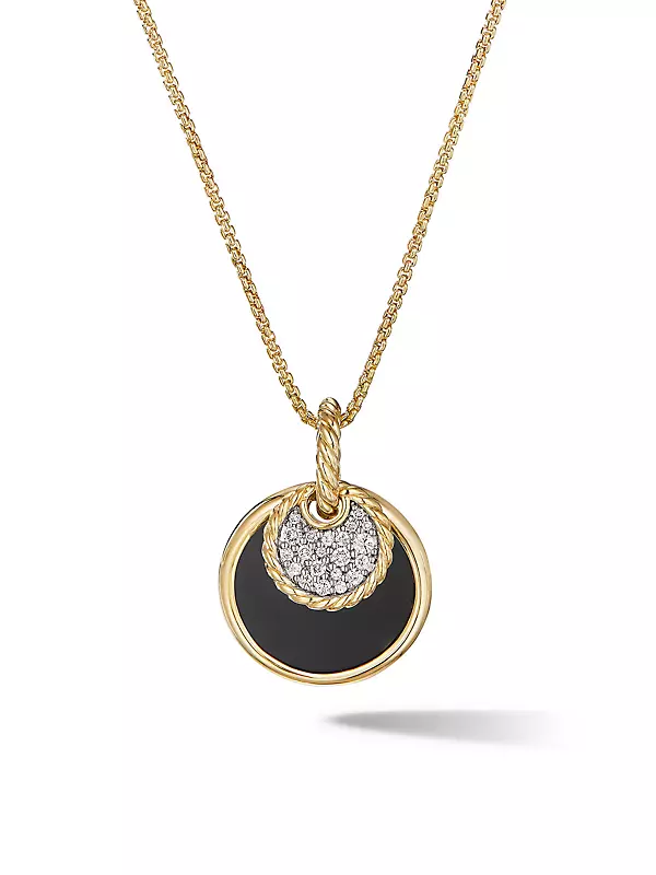 Pave Diamond Oversized Clasp Pendant Necklace Yellow Gold