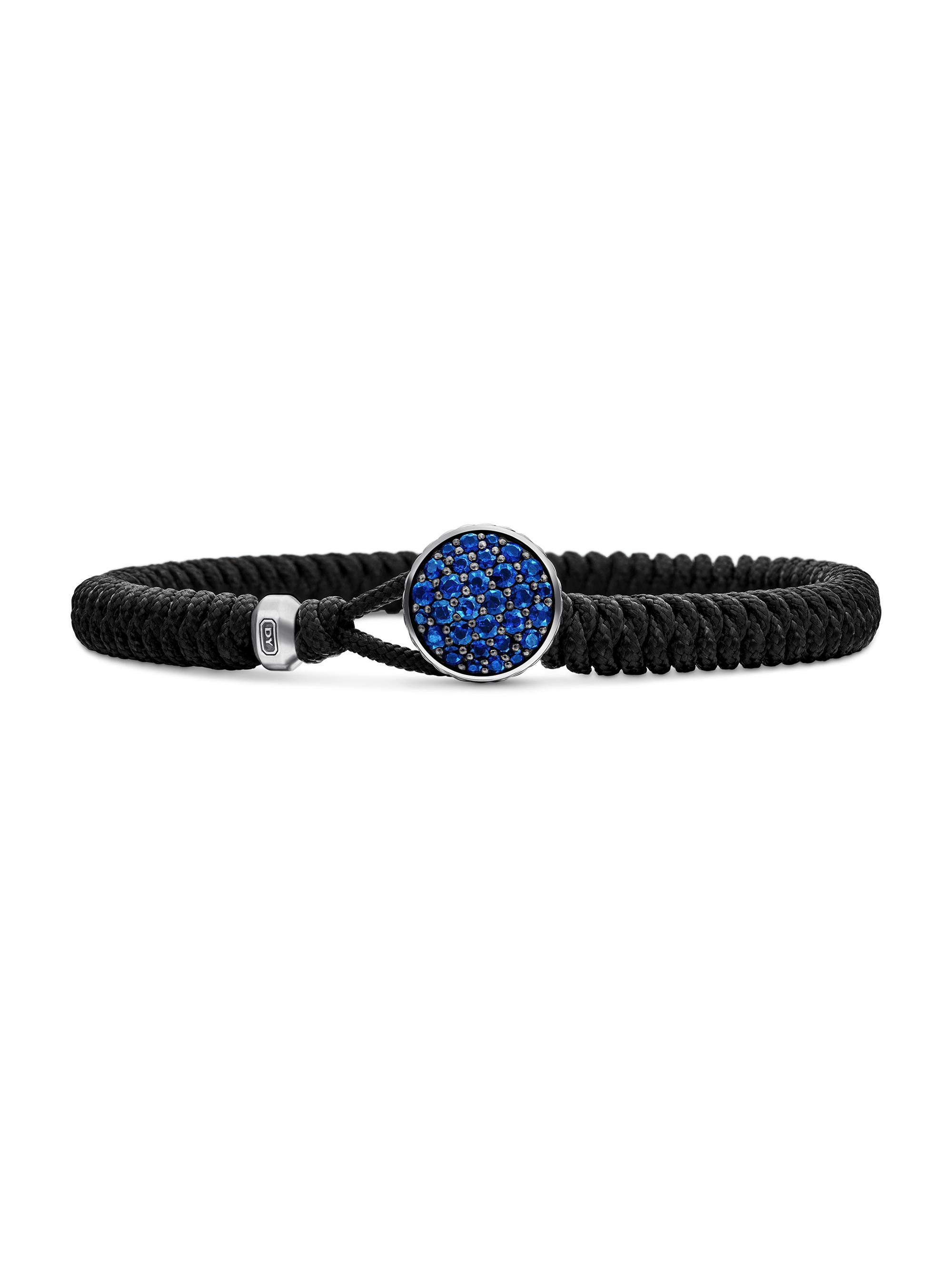 David Yurman Men's Streamline Woven Bracelet in Black Nylon - Sapphire
