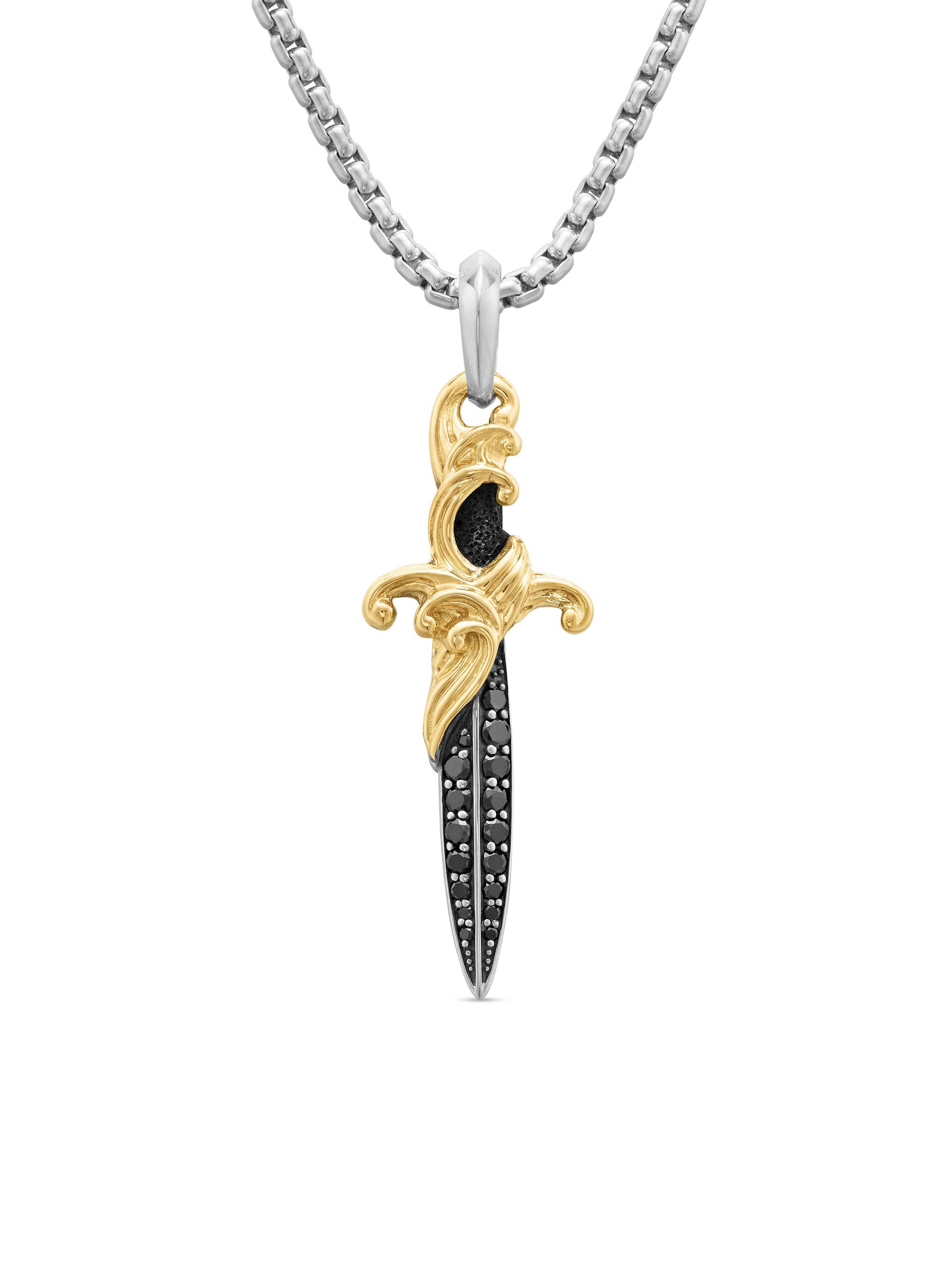 David Yurman Men's Waves Dagger Amulet in Sterling Silver - Black Diamond