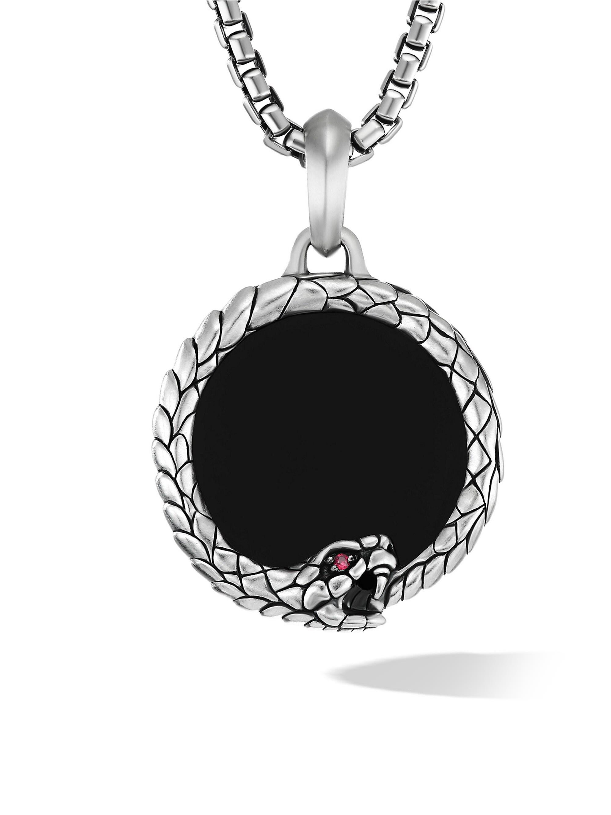 David Yurman Men's Sterling Silver Ouroboros Amulet - Black Onyx