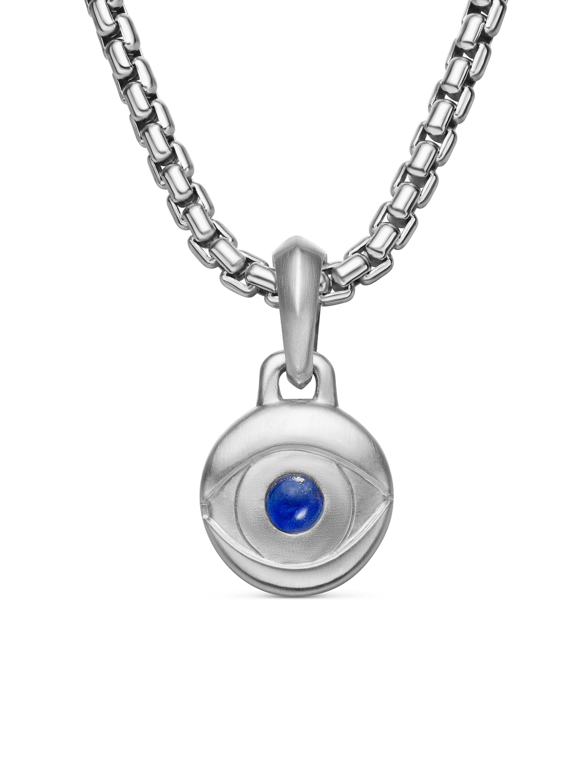 David Yurman Men's Evil Eye Amulet in Sterling Silver with Lapis, 14.5mm - Lapis Lazuli