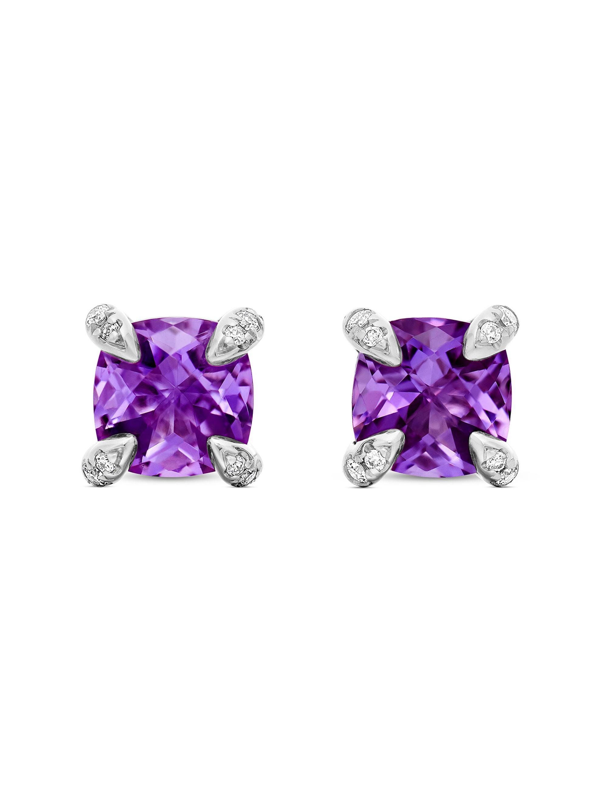 David Yurman Women's Petite Chatelaine Stud Earrings in Sterling Silver - Amethyst