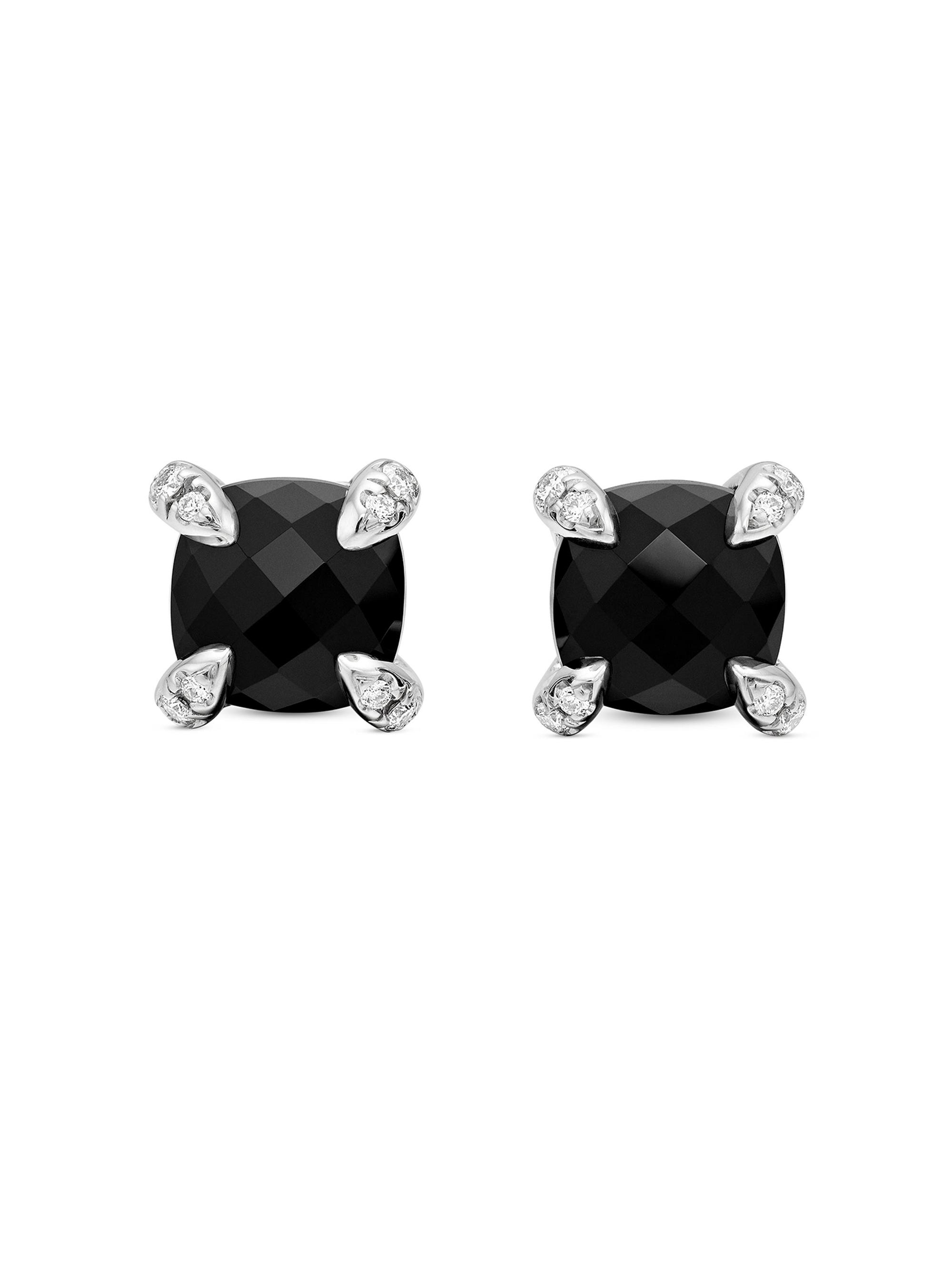 David Yurman Women's Petite Chatelaine Stud Earrings in Sterling Silver - Black Onyx